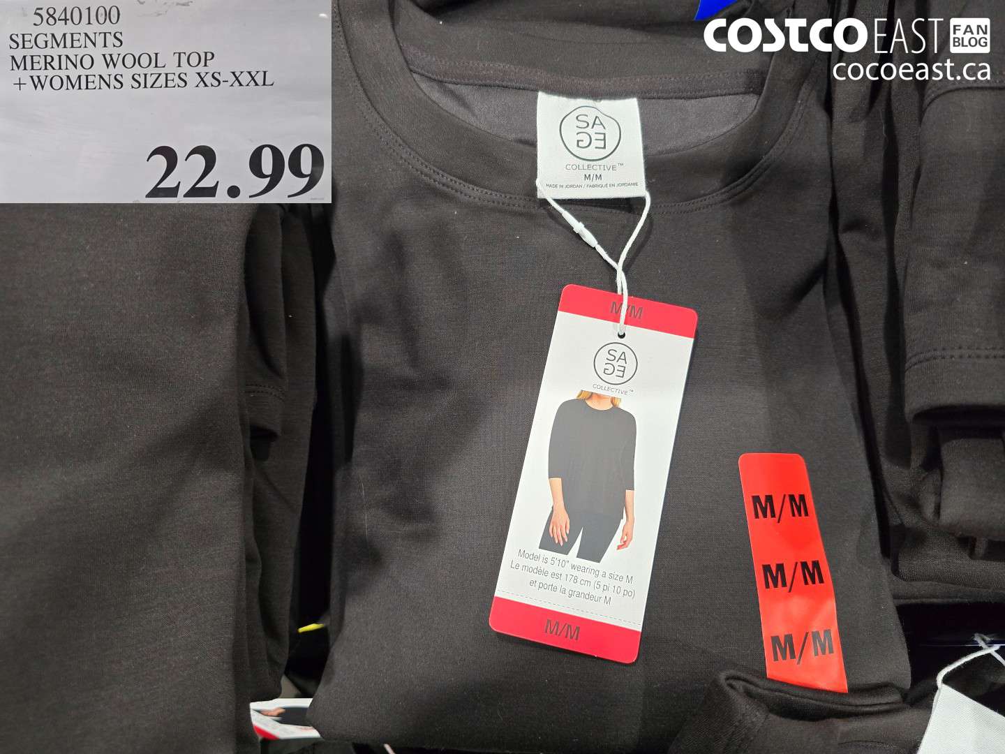 5840100 SEGMENTS MERINO WOOL TOP + LADIES SIZES XS-XXL $22.99