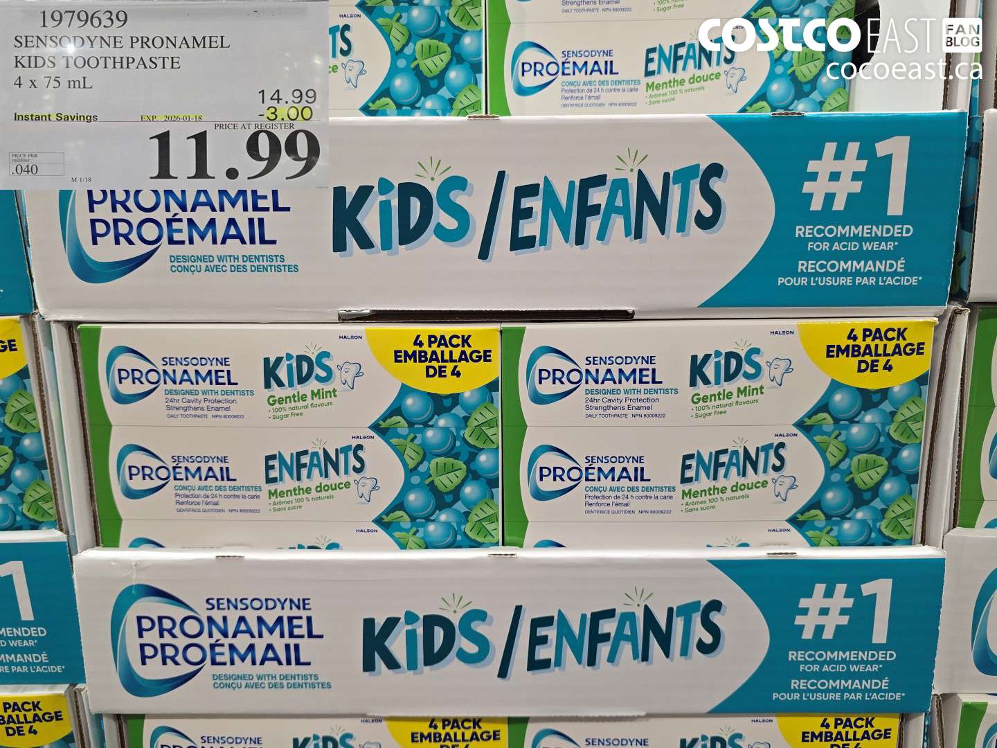 1979639 SENSODYNE PRONAMEL KIDS TOOTHPASTE 4 x 75 mL ($3.00 INSTANT SAVINGS EXPIRES ON 2026-01-18) $11.99