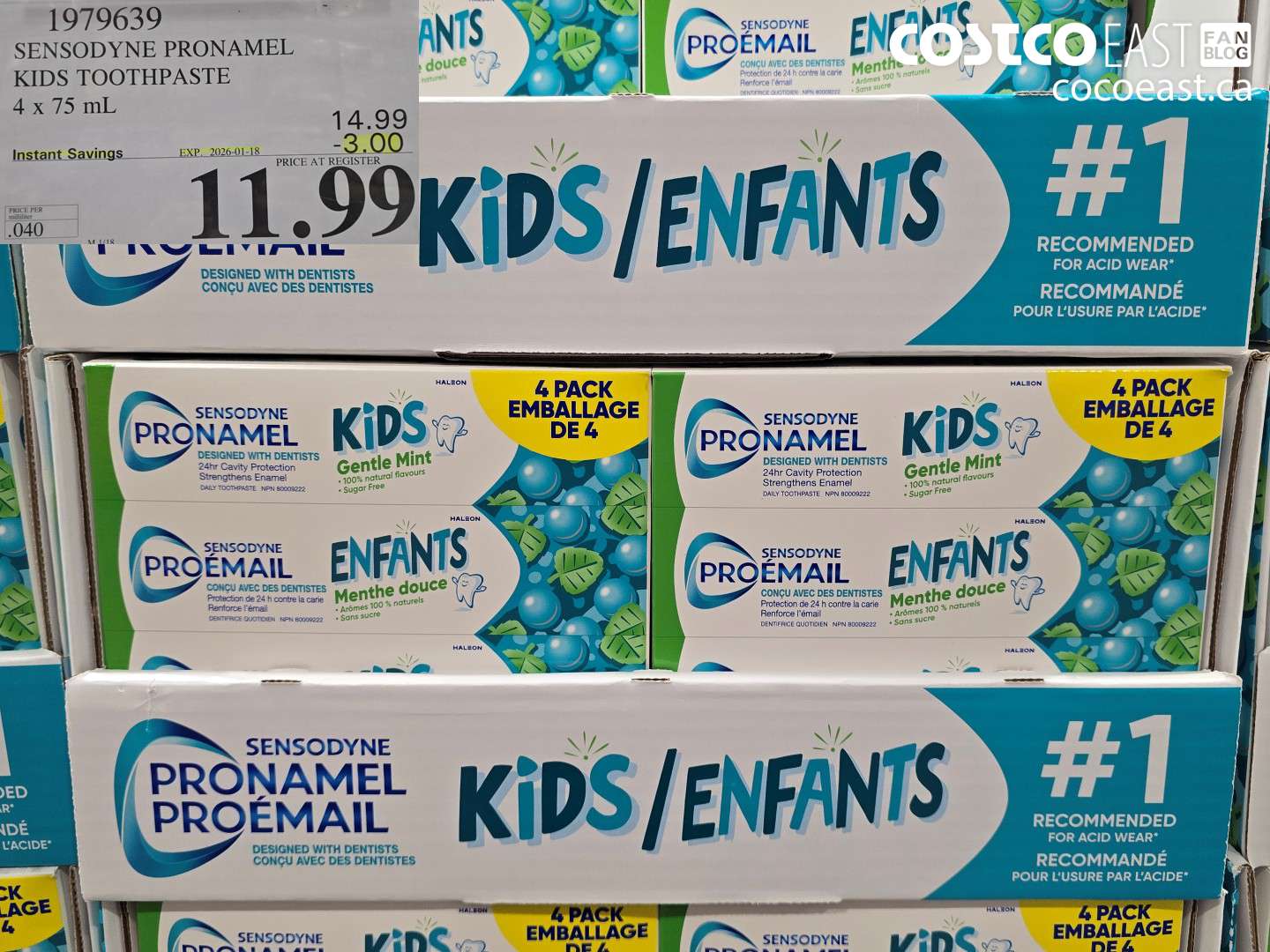 1979639 SENSODYNE PRONAMEL KIDS TOOTHPASTE 4 x 75 mL ($3.00 INSTANT SAVINGS EXPIRES ON 2026-01-18) $11.99