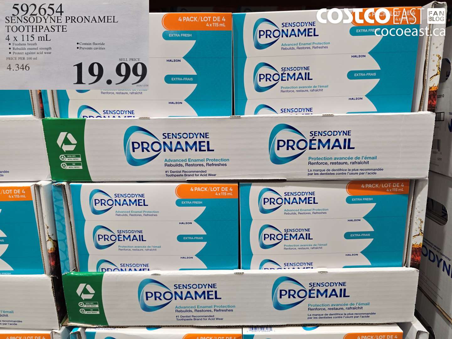 592654 SENSODYNE PRONAMEL TOOTHPASTE 4x 115 mL $19.99