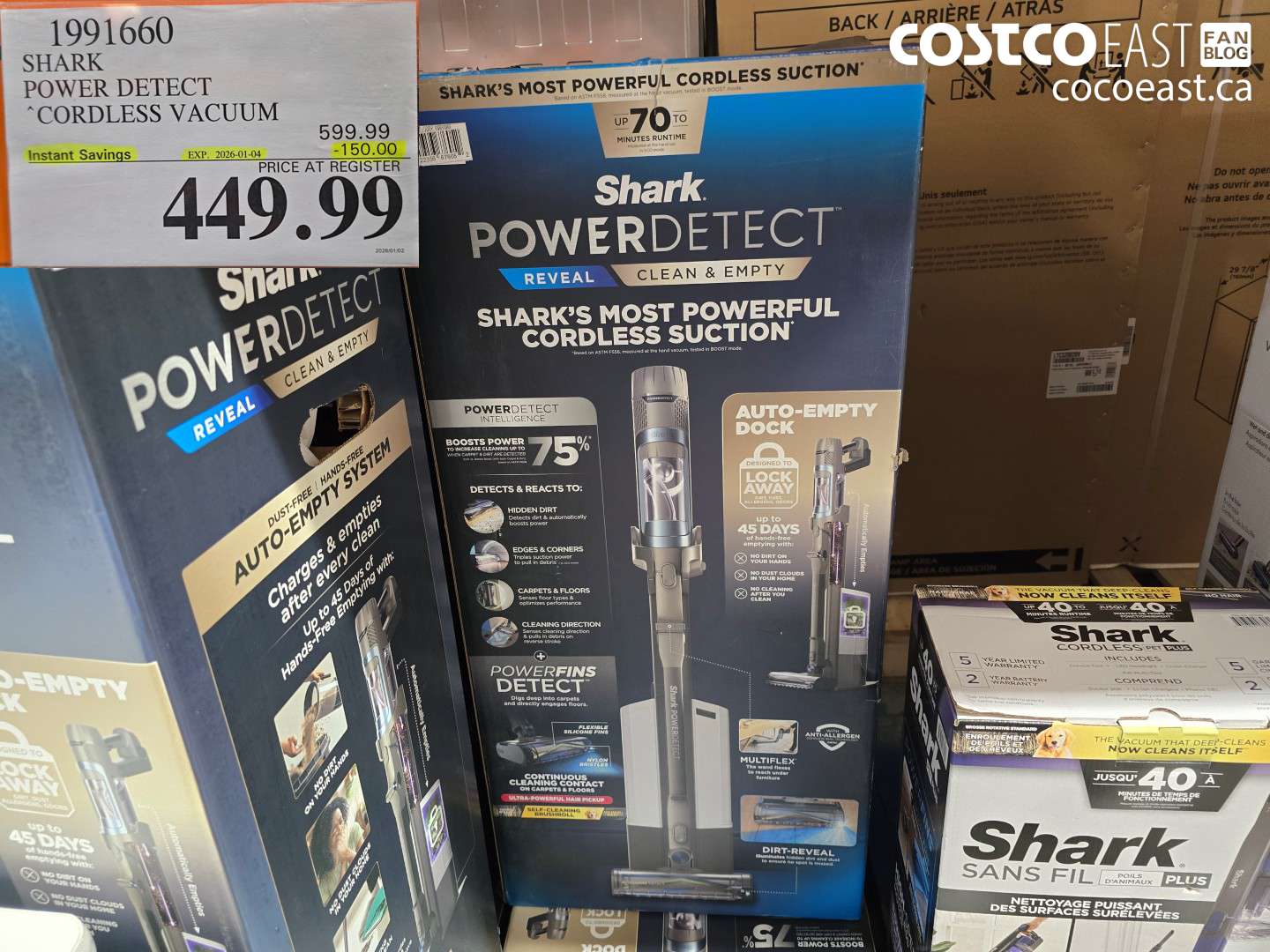 1991660 SHARK POWER DETECT “CORDLESS VACUUM ($150.00 INSTANT SAVINGS EXPIRES ON 2026-01-04) $449.99