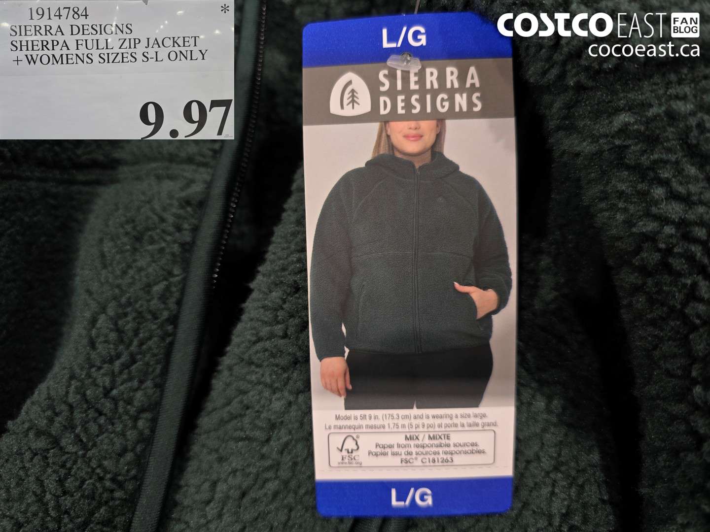 1914784 SIERRA DESIGNS SHERPA FULL ZIP JACKET +WOMENS SIZES S-L ONLY $9.97