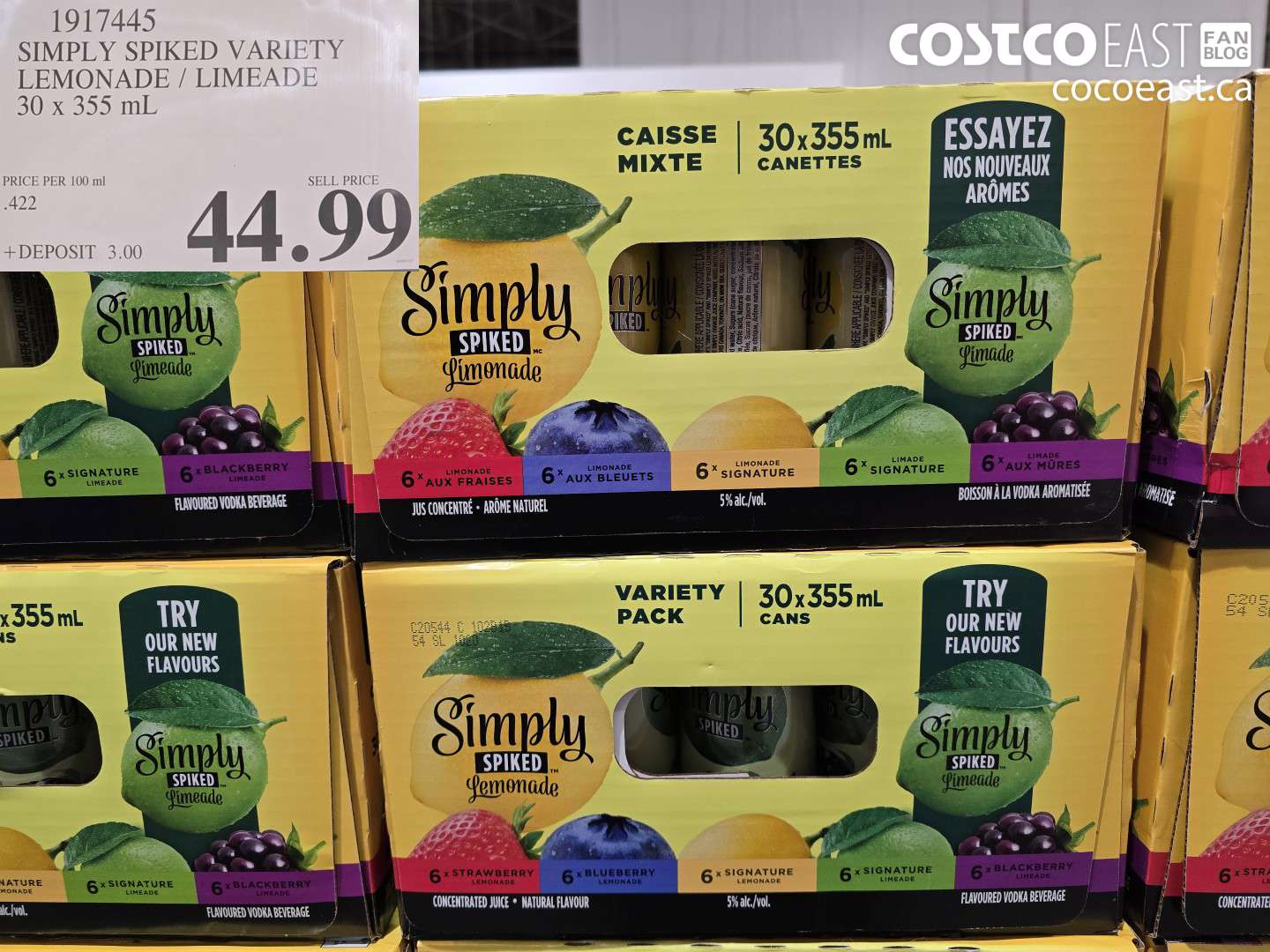 1917445 SIMPLY SPIKED VARIETY LEMONADE / LIMEADE 30 x 355 ml $44.99