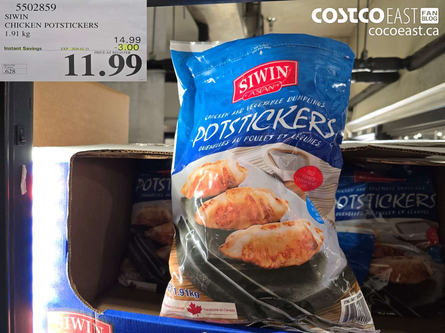 5502859 SIWIN CHICKEN POTSTICKERS 1.91 KG ($3.00 INSTANT SAVINGS EXPIRES ON 2026-02-15) $11.99