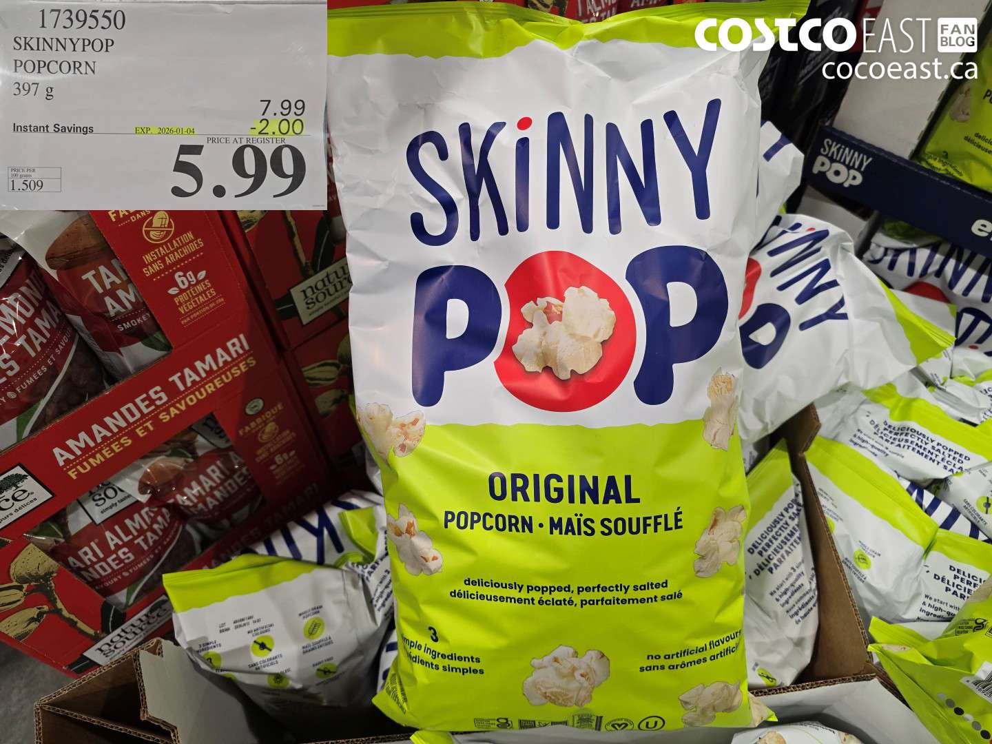 1739550 SKINNYPOP POPCORN 397 G ($2.00 INSTANT SAVINGS EXPIRES ON 2026-01-04) $5.99