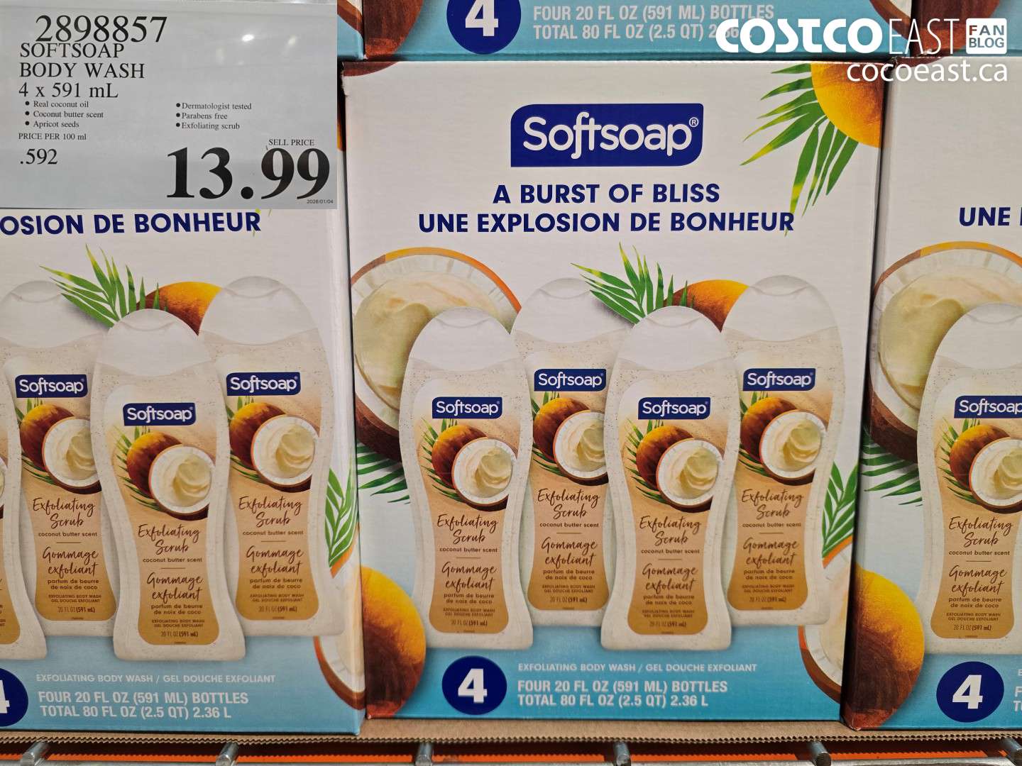 2898857 SOFTSOAP BODY WASH 4 x 591 mL $13.99