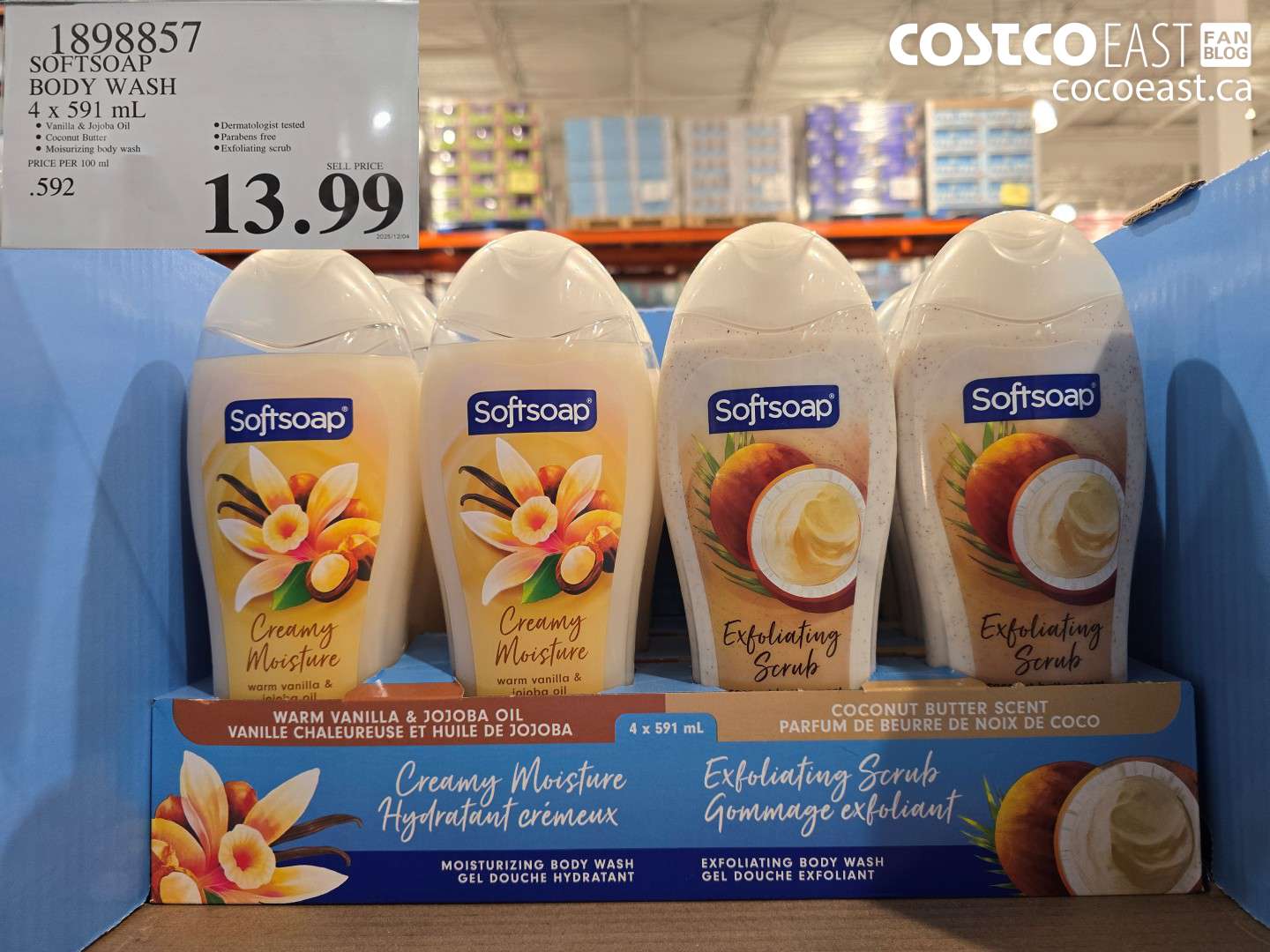 1898857 SOFTSOAP BODY WASH 4 x 591 mL $13.99