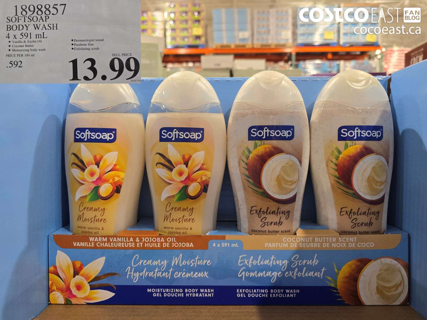 1898857 SOFTSOAP BODY WASH 4 x 591 mL $13.99
