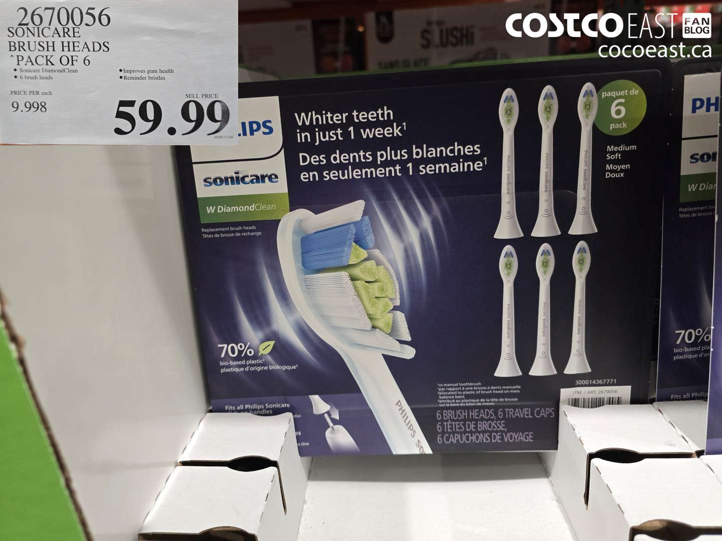 2670056 SONICARE BRUSH HEADS “PACK OF 6 $59.99