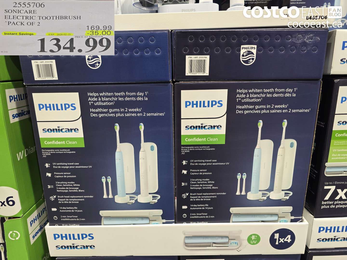 2555706 SONICARE ELECTRIC TOOTHBRUSH PACK OF 2 ($35.00 INSTANT SAVINGS EXPIRES ON 2026-02-15) $134.99