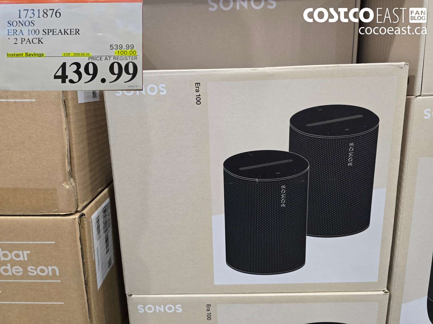 1731876 SONOS ERA 100 SPEAKER 2 PACK ($100.00 INSTANT SAVINGS EXPIRES ON 2026-02-16) $439.99