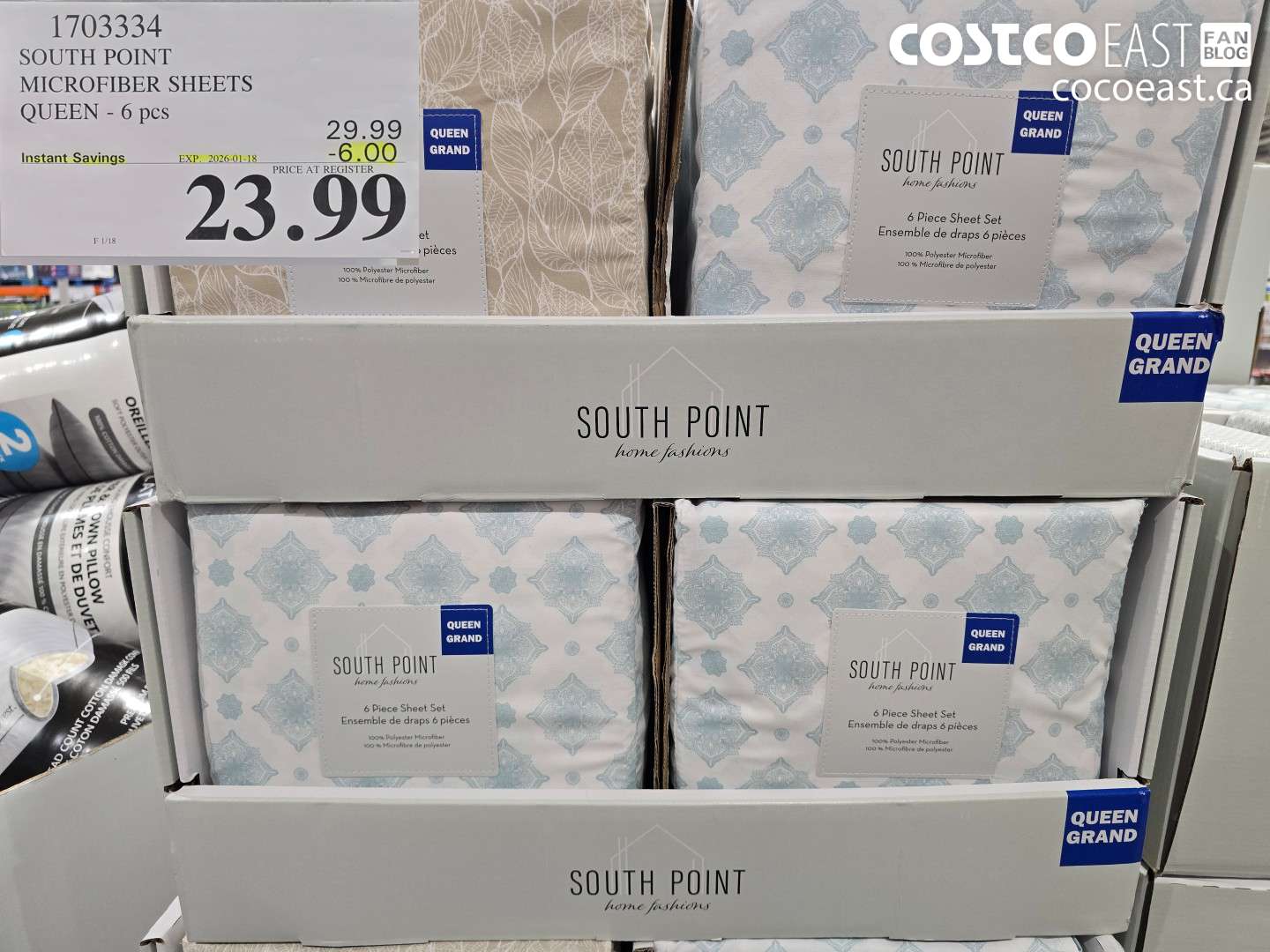 1703334 SOUTH POINT MICROFIBER SHEETS QUEEN - 6 PC ($6.00 INSTANT SAVINGS EXPIRES ON 2026-01-18) $23.99