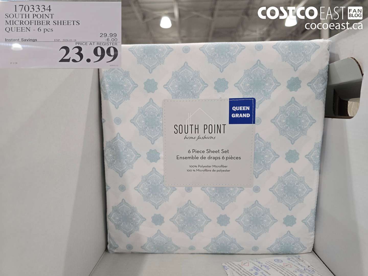 1703334 SOUTH POINT MICROFIBER SHEETS QUEEN - 6 PC ($6.00 INSTANT SAVINGS EXPIRES ON 2026-01-18) $23.99