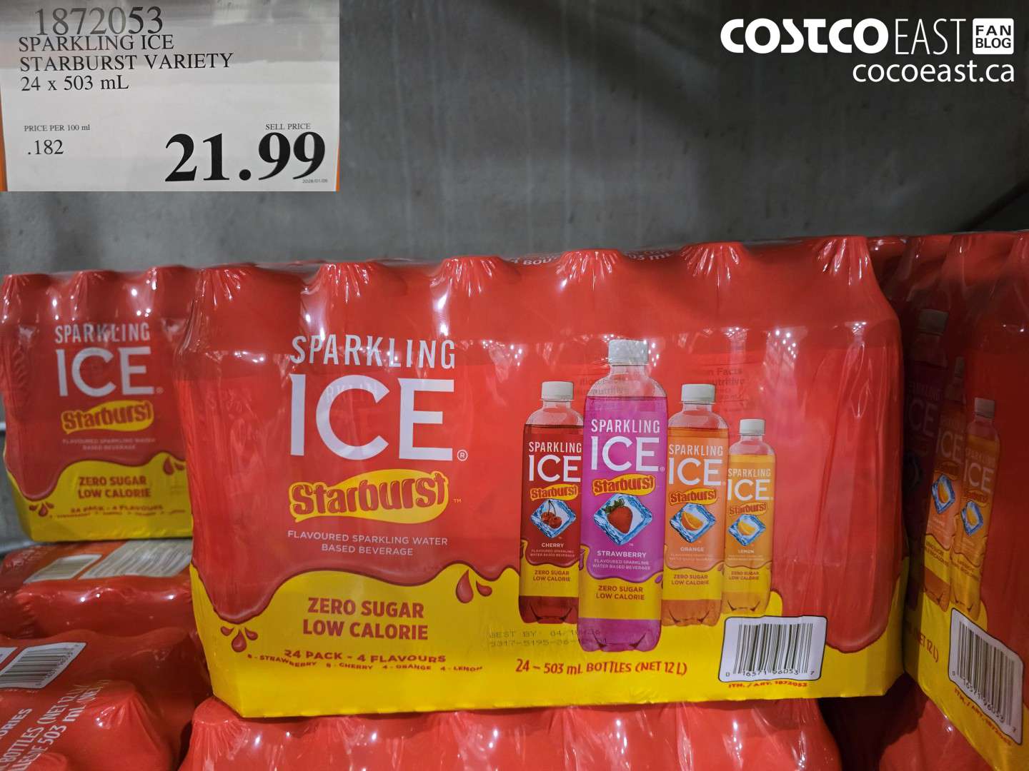 1872053 SPARKLING ICE STARBURST VARIETY 24 x 503 mL $21.99