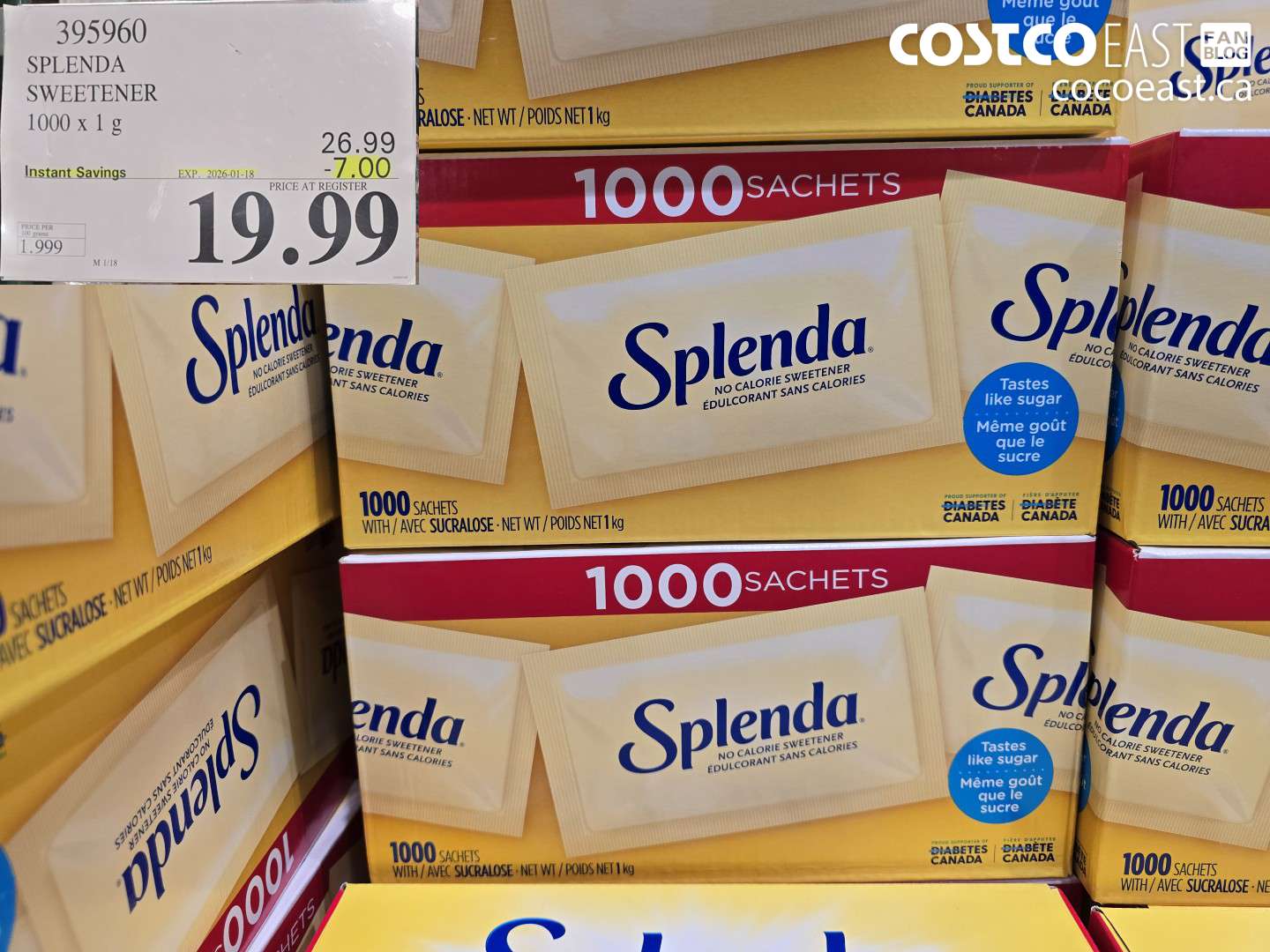 395960 SPLENDA SWEETENER 1000 X 1 G ($7.00 INSTANT SAVINGS EXPIRES ON 2026-01-18) $19.99