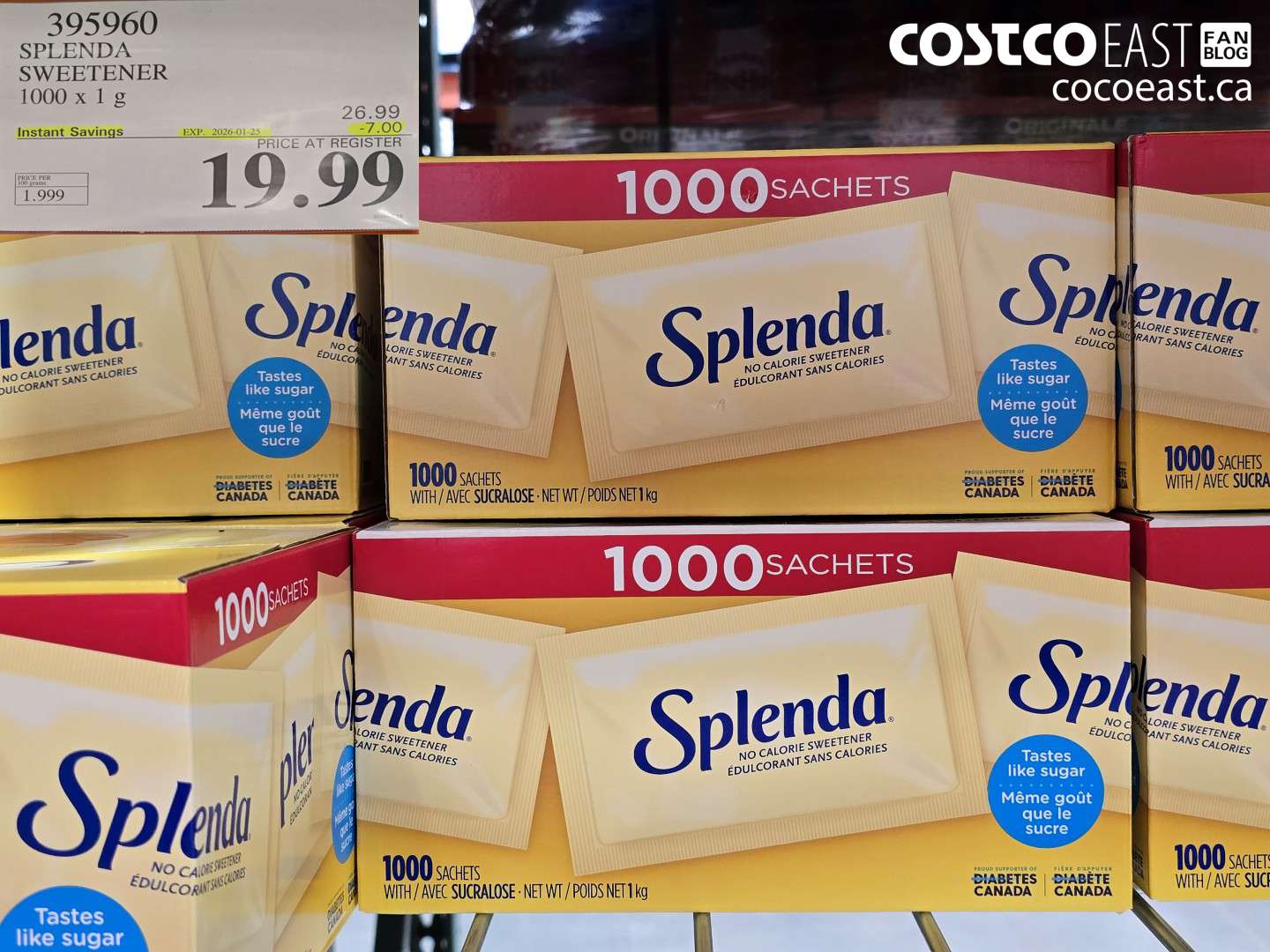 395960 SPLENDA SWEETENER 1000 X 1 G ($7.00 INSTANT SAVINGS EXPIRES ON 2026-01-25) $19.99