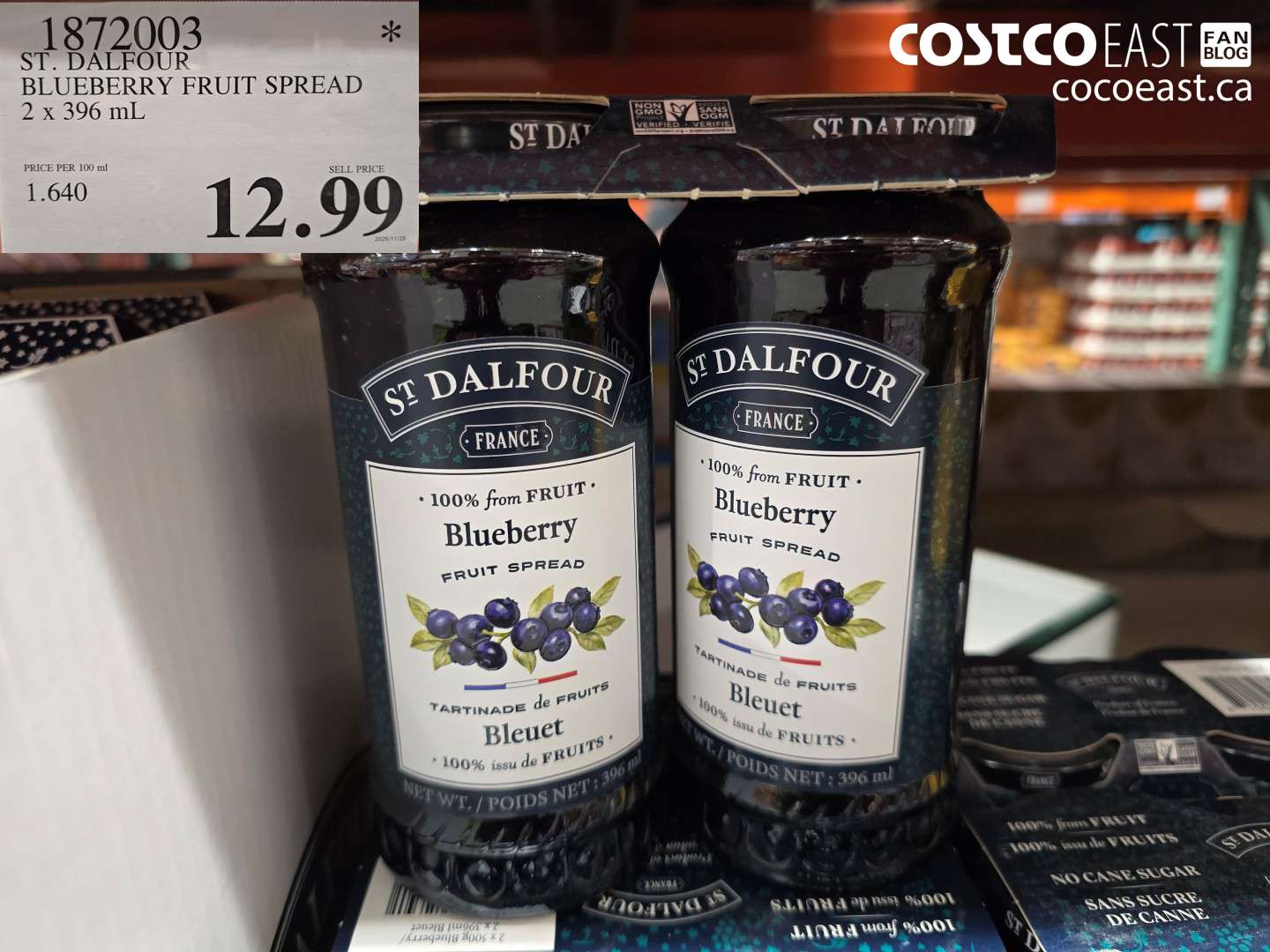 1872003 ST. DALFOUR BLUEBERRY FRUIT SPREAD 2 x 396 mL $12.99