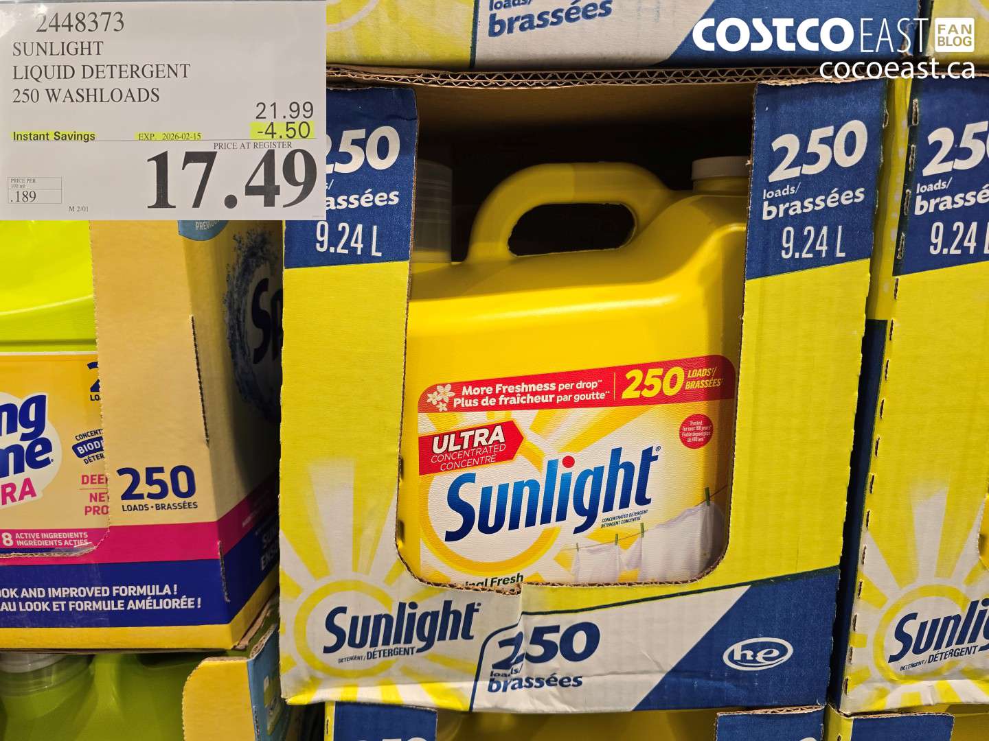 2448373 SUNLIGHT LIQUID DETERGENT 250 wash loads ($4.50 INSTANT SAVINGS EXPIRES ON 2026-02-15) $17.49
