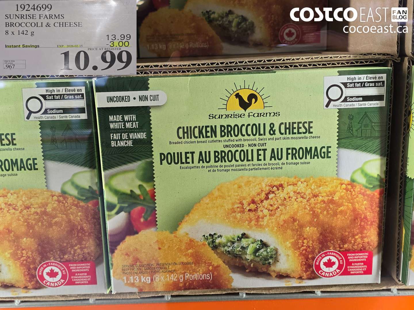 1924699 SUNRISE FARMS BROCCOLI & CHEESE 8 X 142g ($3.00 INSTANT SAVINGS EXPIRES ON 2029-02-15) $10.99