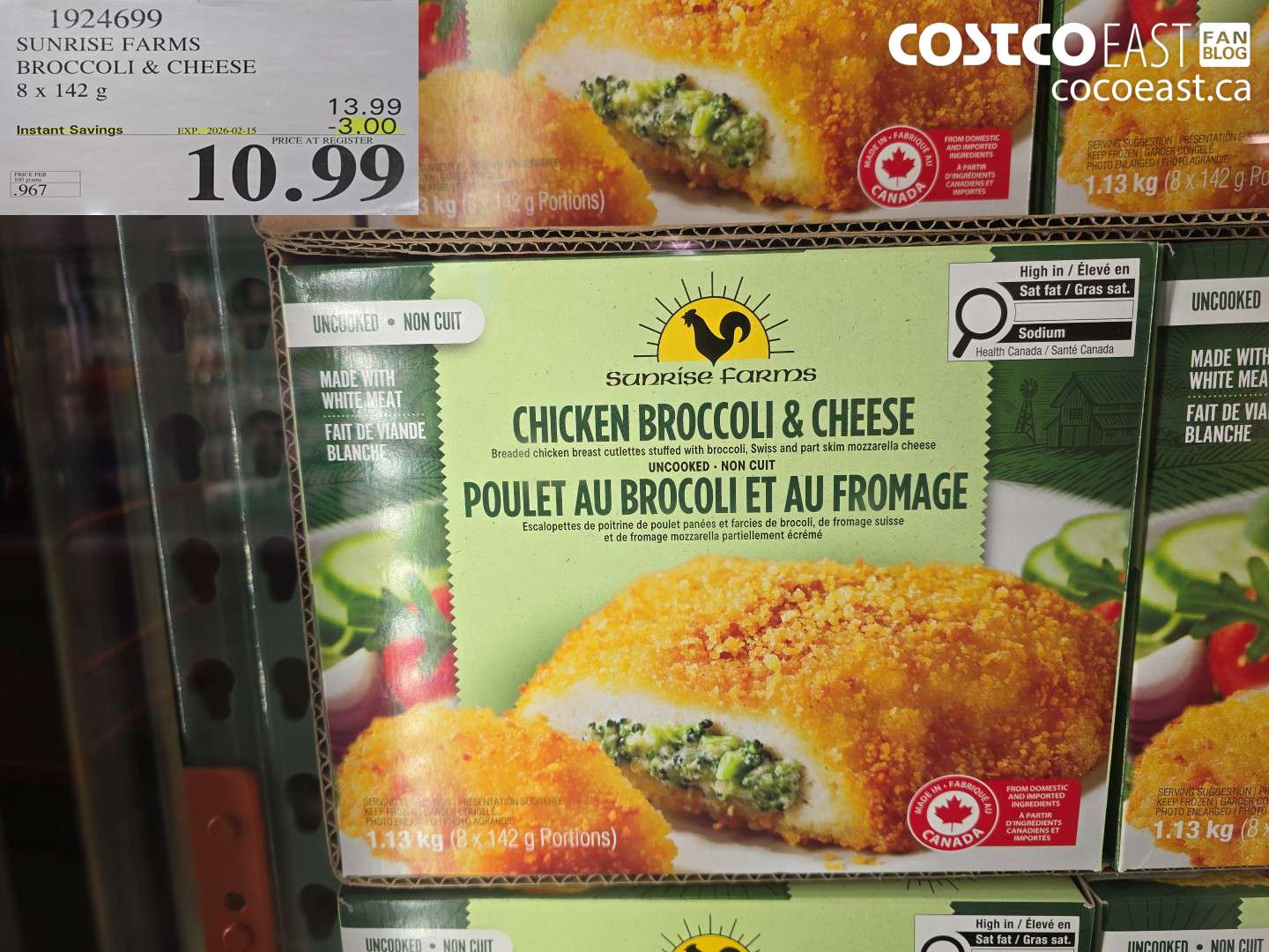 1924699 SUNRISE FARMS BROCCOLI & CHEESE 8 X 142g ($3.00 INSTANT SAVINGS EXPIRES ON 2029-02-15) $10.99