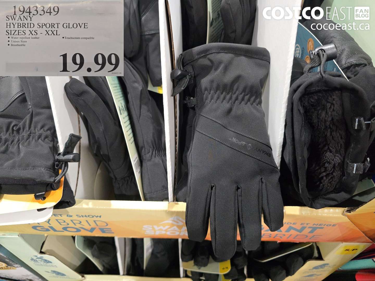 1943349 SWANY SPORT GLOVE SIZE: XS - XXL $19.99