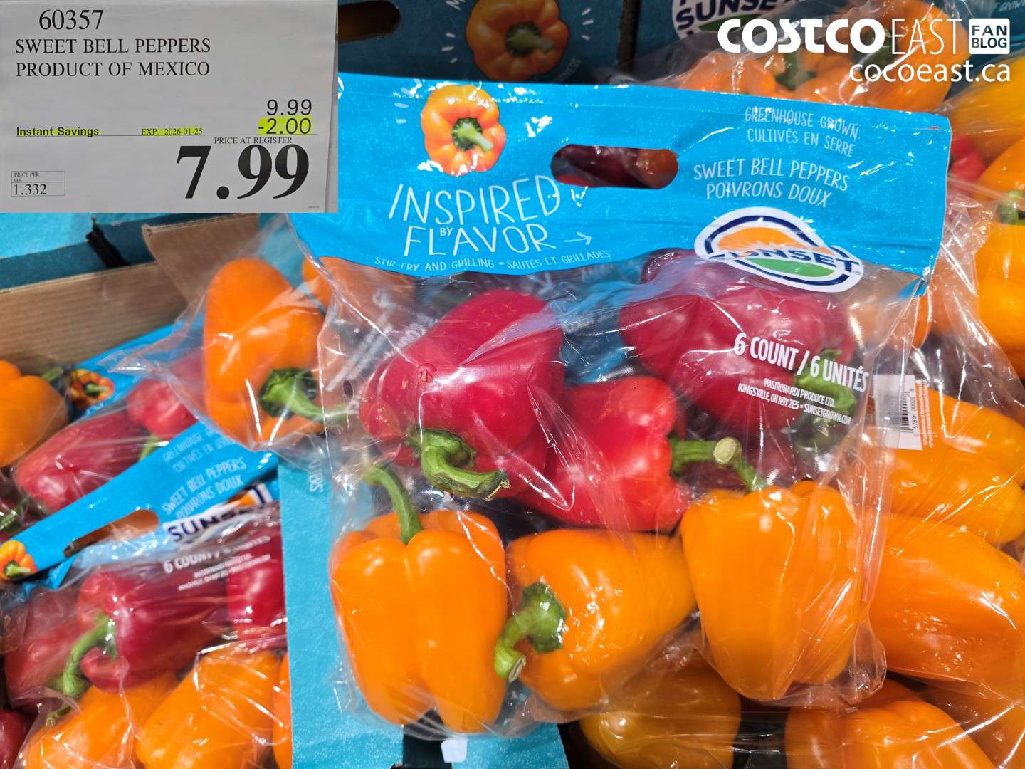 60357 SWEET BELL PEPPERS PRODUCT OF MEXICO ($2.00 INSTANT SAVINGS EXPIRES ON 2026-01-25) $7.99