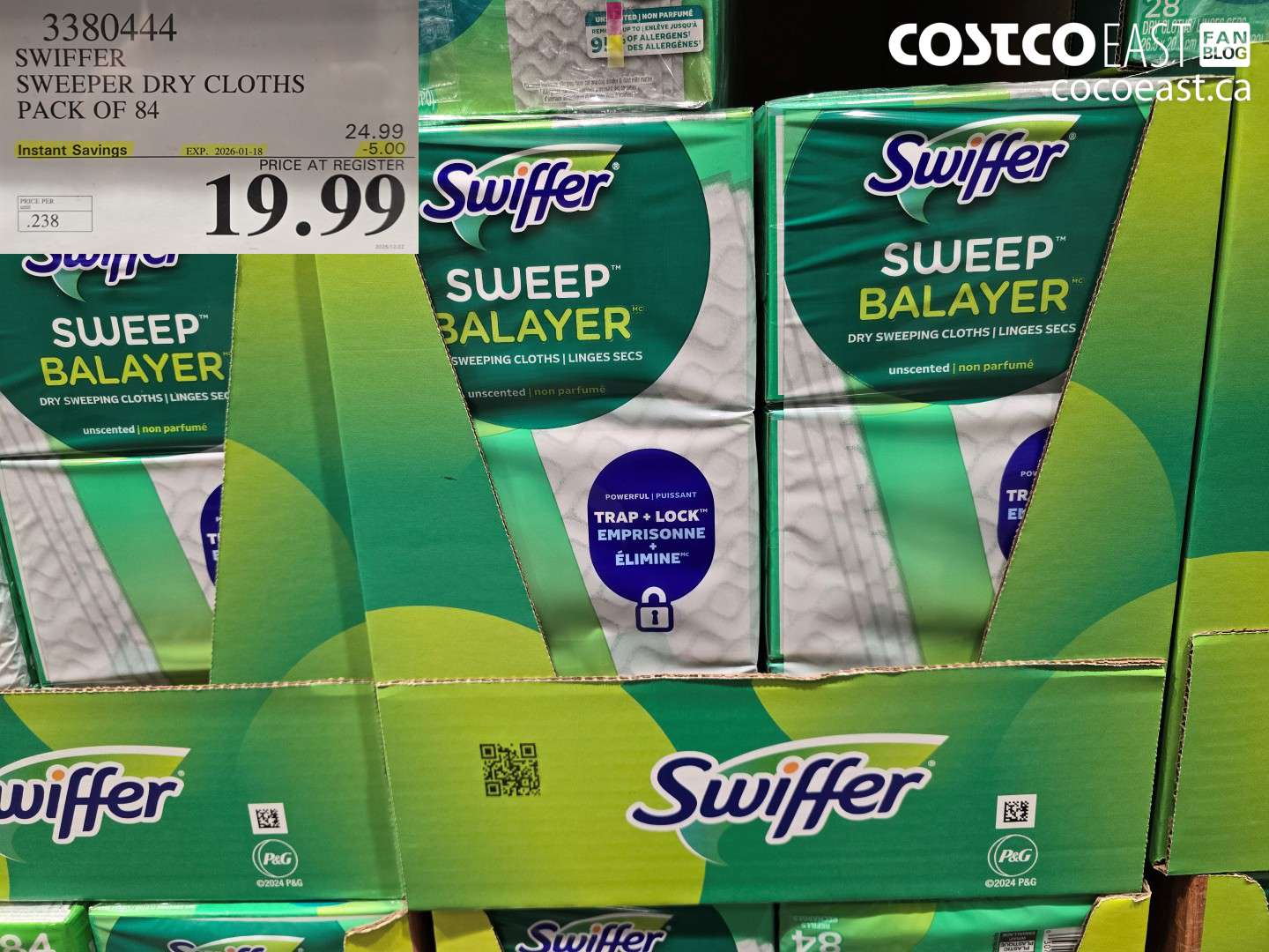 3380444 SWIFFER SWEEPER DRY CLOTHS PACK OF 84 ($5.00 INSTANT SAVINGS EXPIRES ON 2026-01-18) $19.99