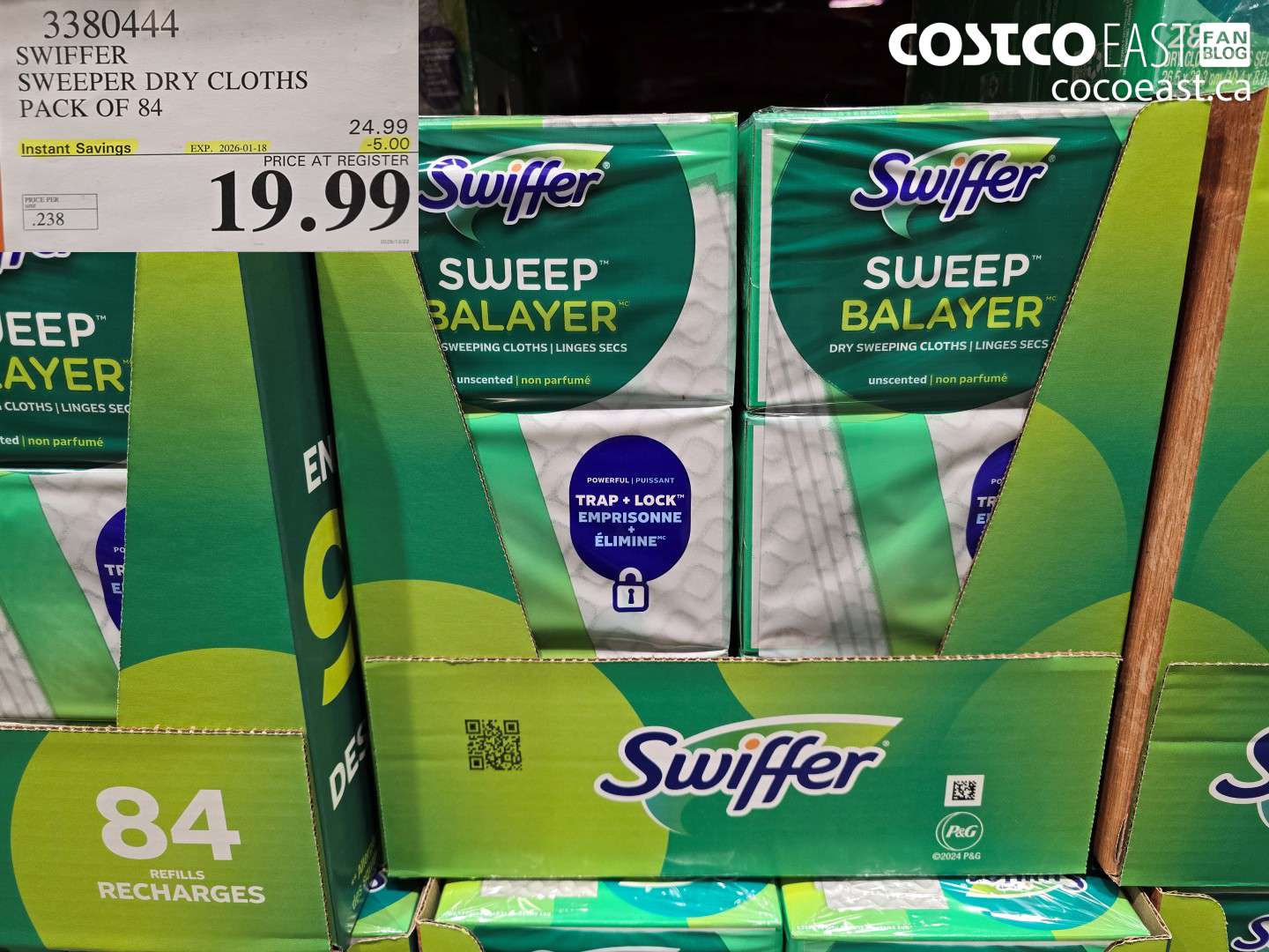 3380444 SWIFFER SWEEPER DRY CLOTHS PACK OF 84 ($5.00 INSTANT SAVINGS EXPIRES ON 2026-01-18) $19.99