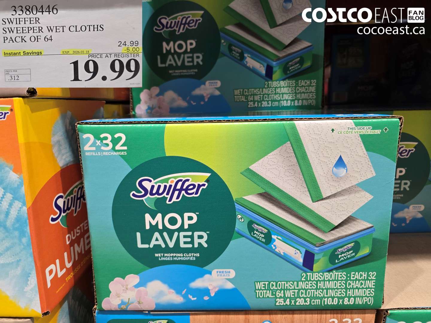 3380446 SWIFFER SWEEPER WET CLOTHS PACK OF 64 ($5.00 INSTANT SAVINGS EXPIRES ON 2026-01-18) $19.99