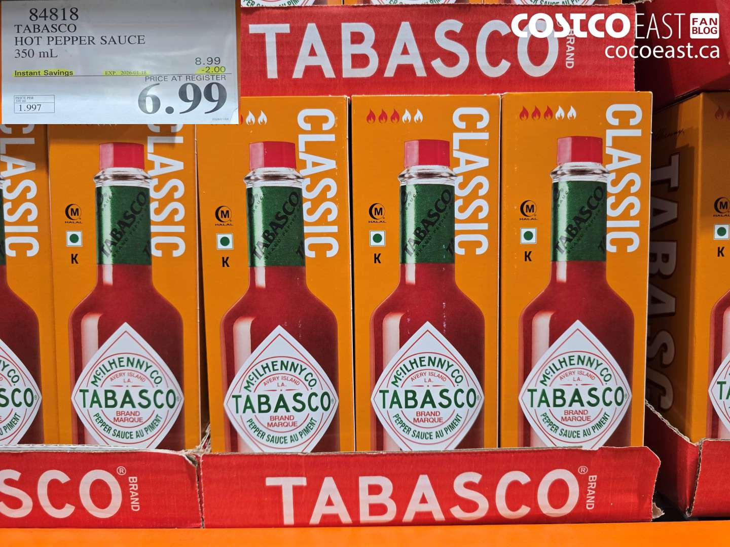 84818 TABASCO HOT PEPPER SAUCE 350 ML ($2.00 INSTANT SAVINGS EXPIRES ON 2026-01-18) $6.99