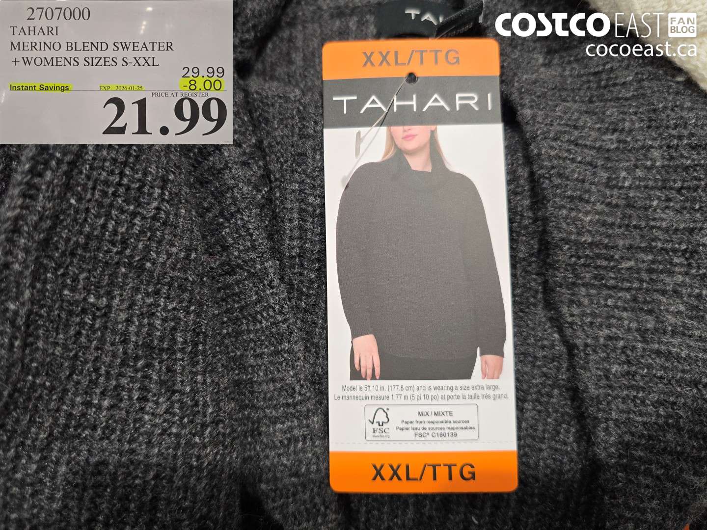 2707000 TAHARI MERINO BLEND SWEATER + WOMENS SIZES S-XXL ($8.00 INSTANT SAVINGS EXPIRES ON 2026-01-25) $21.99