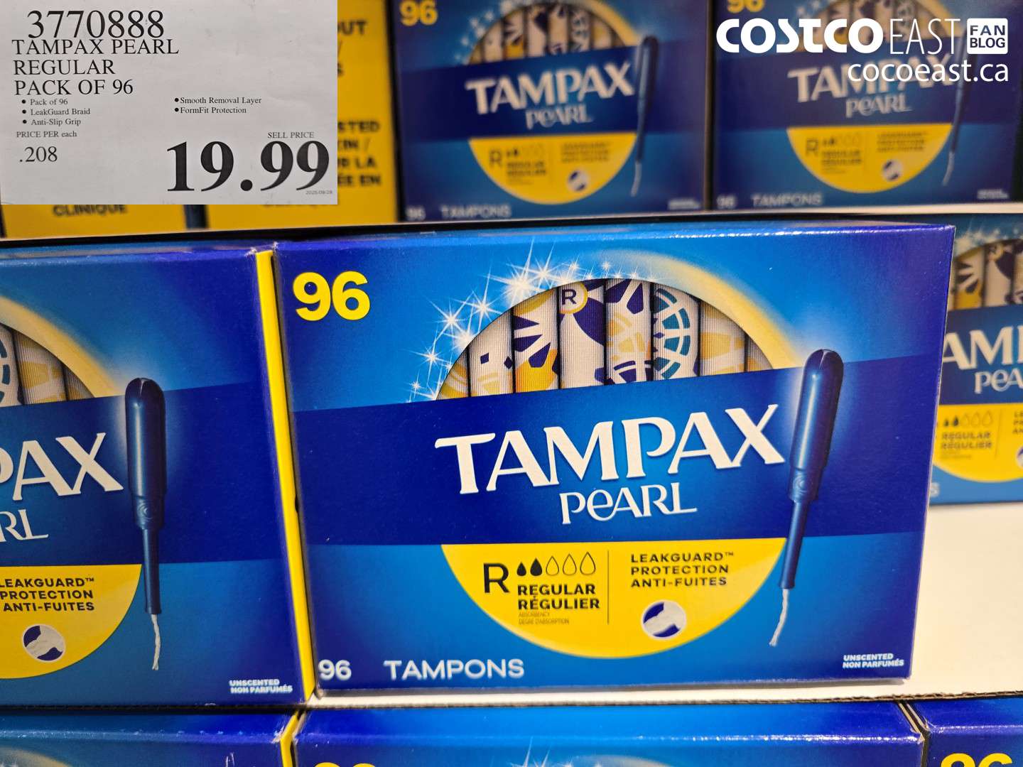 3770888 TAMPAX PEARL REGULAR PACK OF 96 $19.99