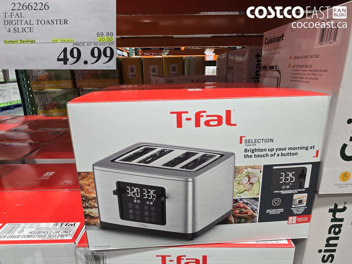 2266226 T-FAL DIGITAL TOASTER “4 SLICE ($20.00 INSTANT SAVINGS EXPIRES ON 2026-02-01) $49.99