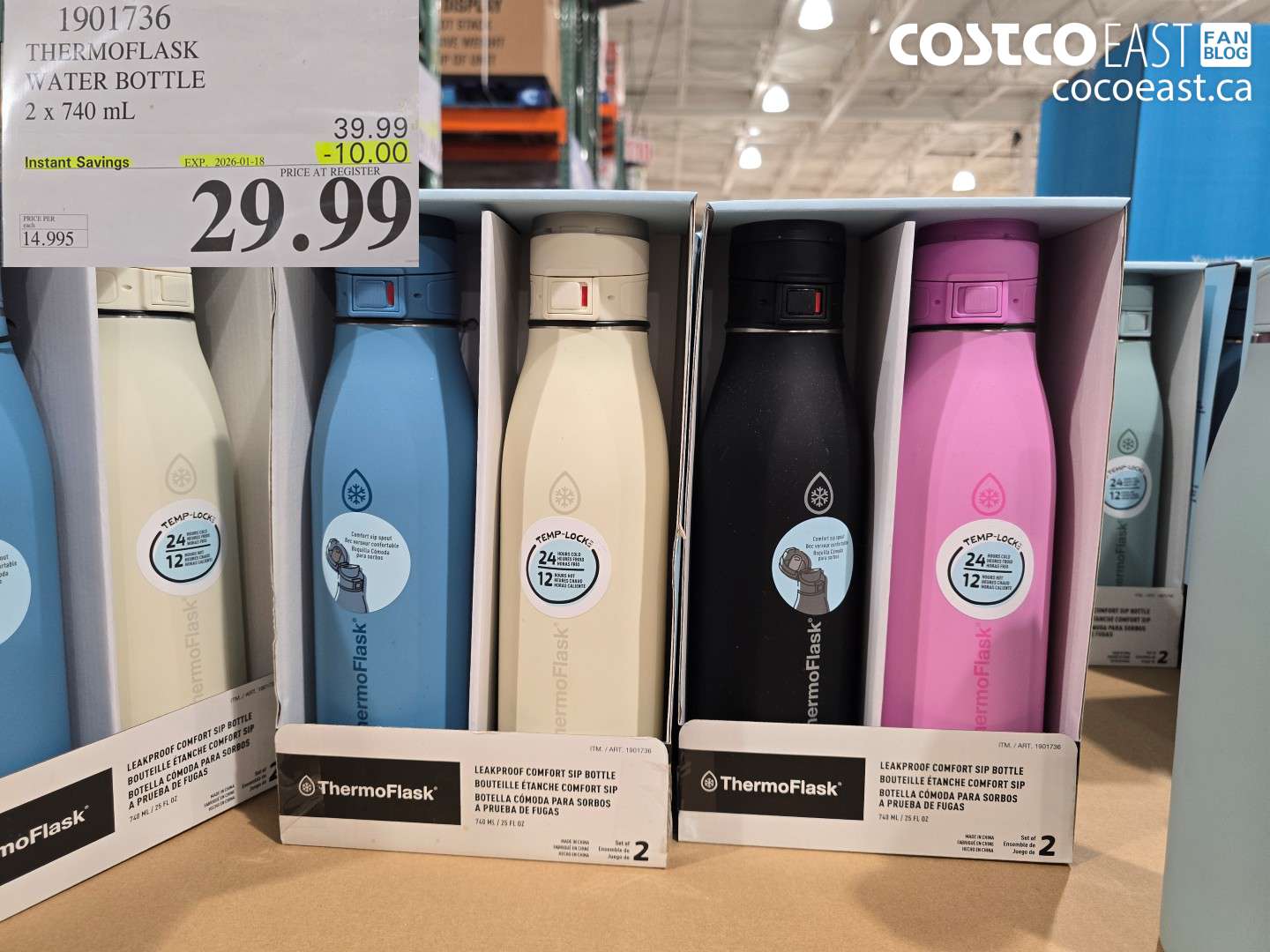 1901736 THERMOFLASK WATER BOTTLE 2 x 740 mL ($10.00 INSTANT SAVINGS EXPIRES ON 2026-01-18) $29.99