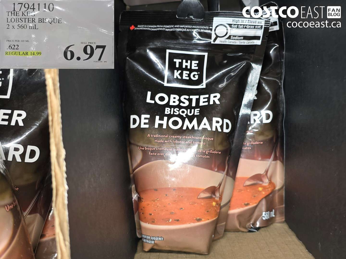 1794110 THE KEG LOBSTER BISQUE 2 X 560 ML $6.97