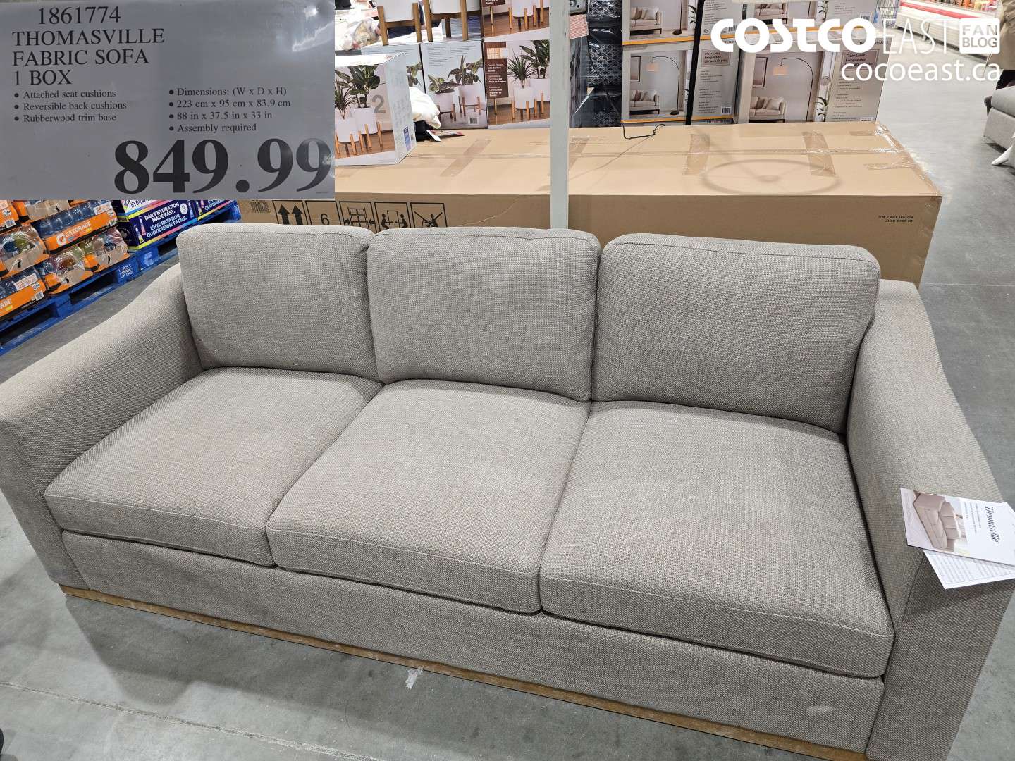 1861774 THOMASVILLE FABRIC SOFA 1 BOX $849.99