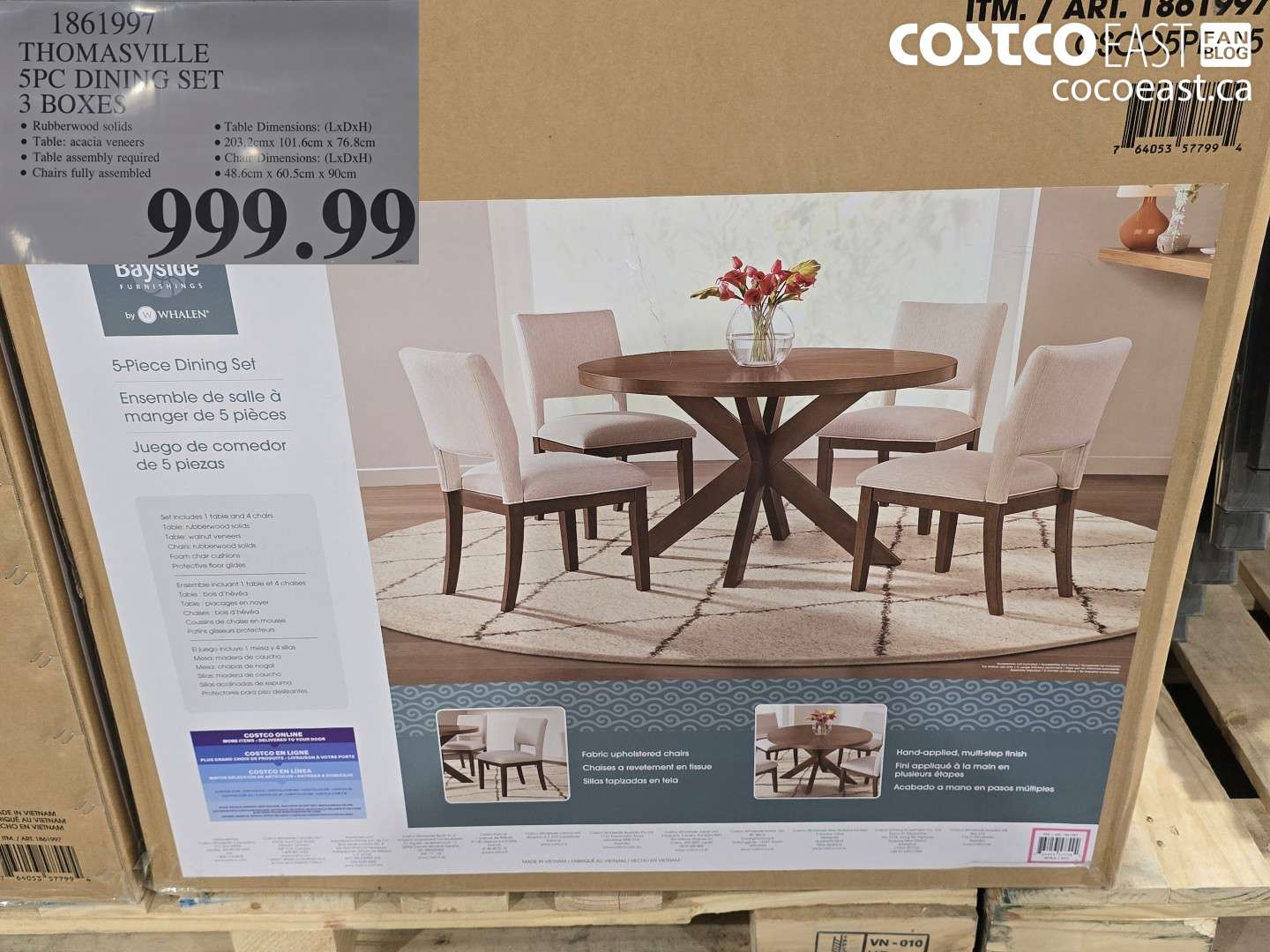 1861997 THOMASVILLE SPC DINING SET 3 BOXES $999.99