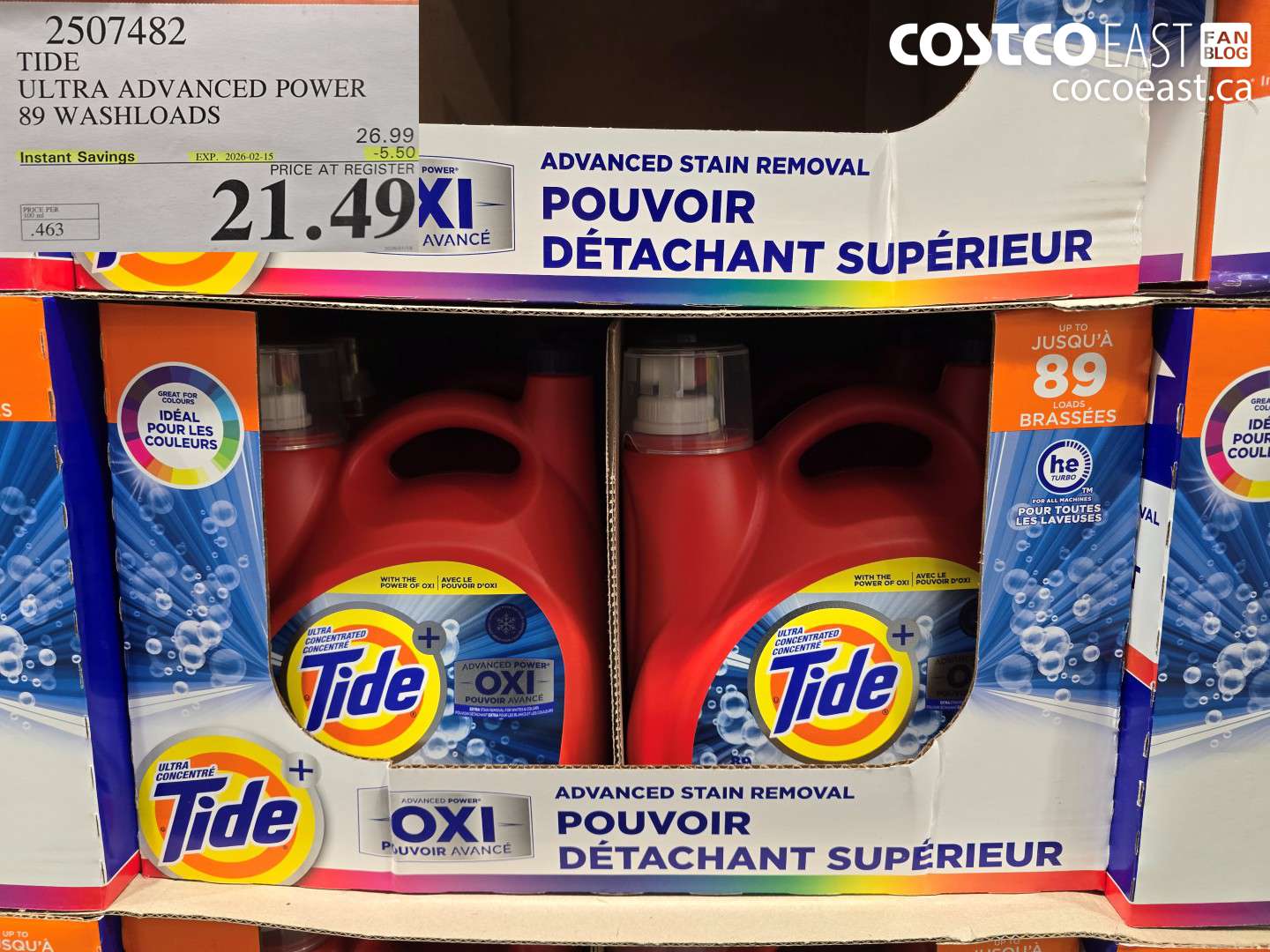 2507482 TIDE ULTRA ADVANCED POWER 89 WASHLOADS ($5.50 INSTANT SAVINGS EXPIRES ON 2026-02-15) $21.49
