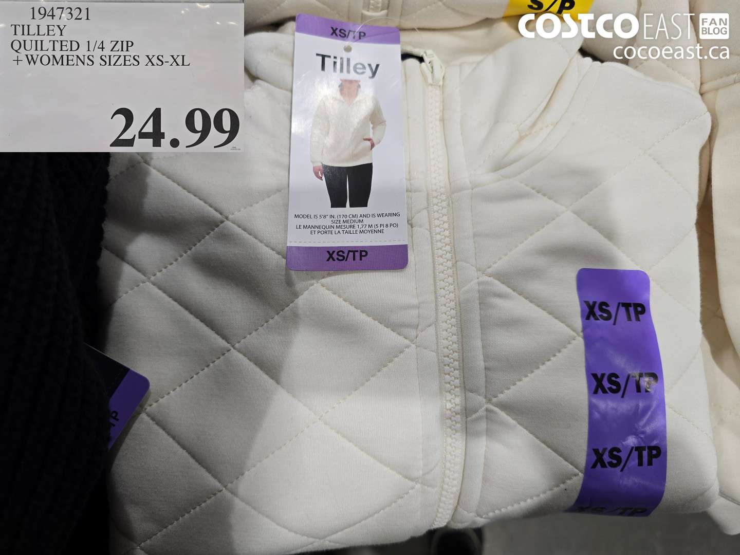 1947321 TILLEY QUILTED 1/4 ZIP + WOMENS SIZES XS-XL $24.99