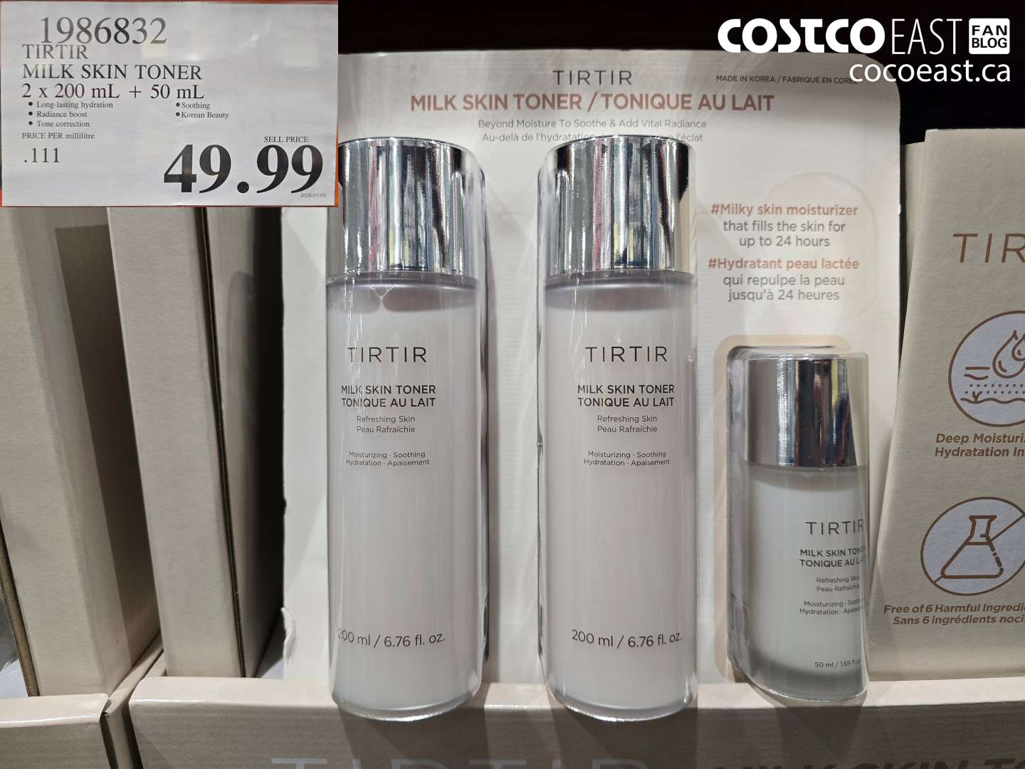 1986832 TIRTIR MILK SKIN TONER 2 x 200 mL + 50 mL $49.99