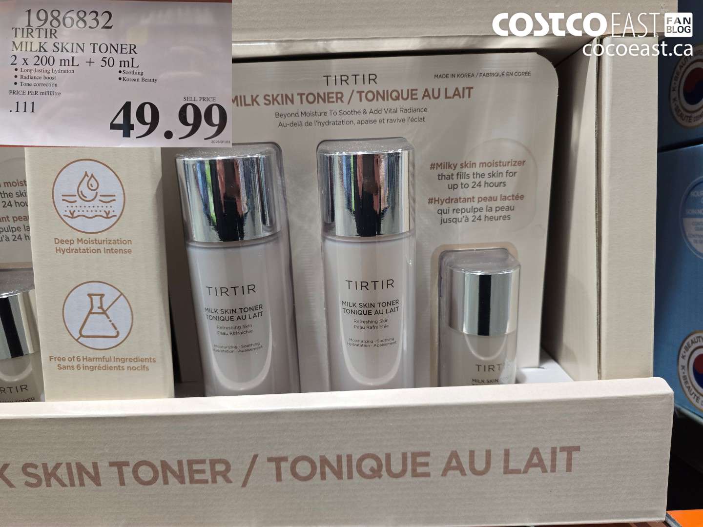 1986832 TIRTIR MILK SKIN TONER 2 x 200 mL + 50 mL $49.99