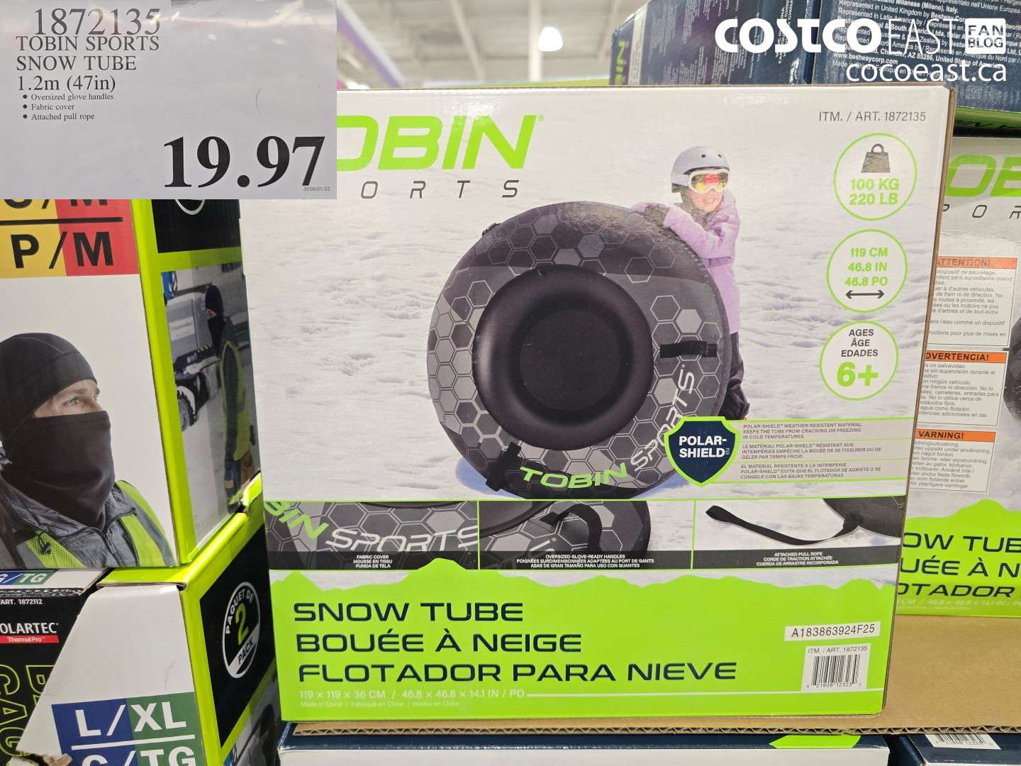1872135 TOBIN SPORTS SNOW TUBE 1.2m (47in) $19.97