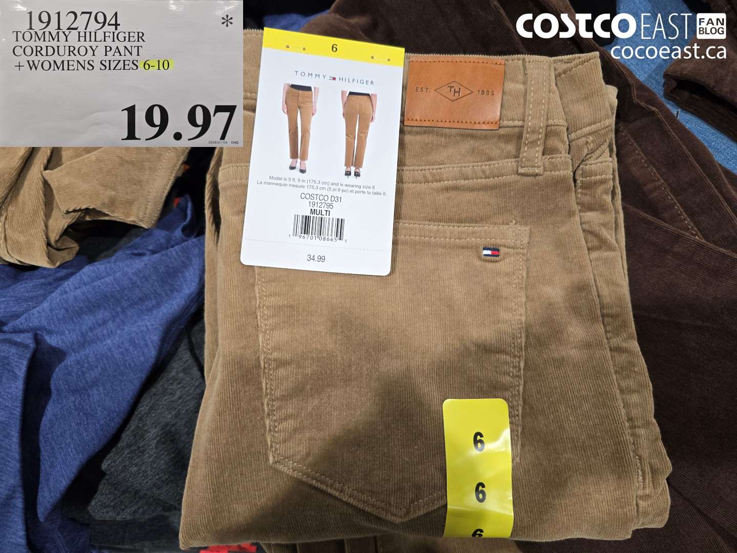 1912794 TOMMY HILFIGER CORDUROY PANT +WOMENS SIZES 6-10 $19.97