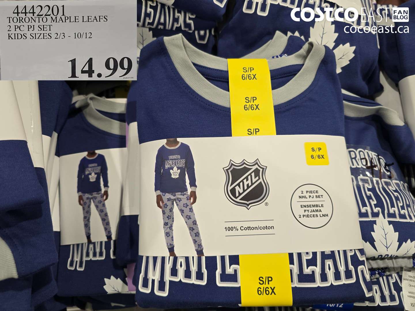4442201 TORONTO MAPLE LEAFS 2 PC PJ SET KIDS SIZES 2/3 - 10/12 $14.99