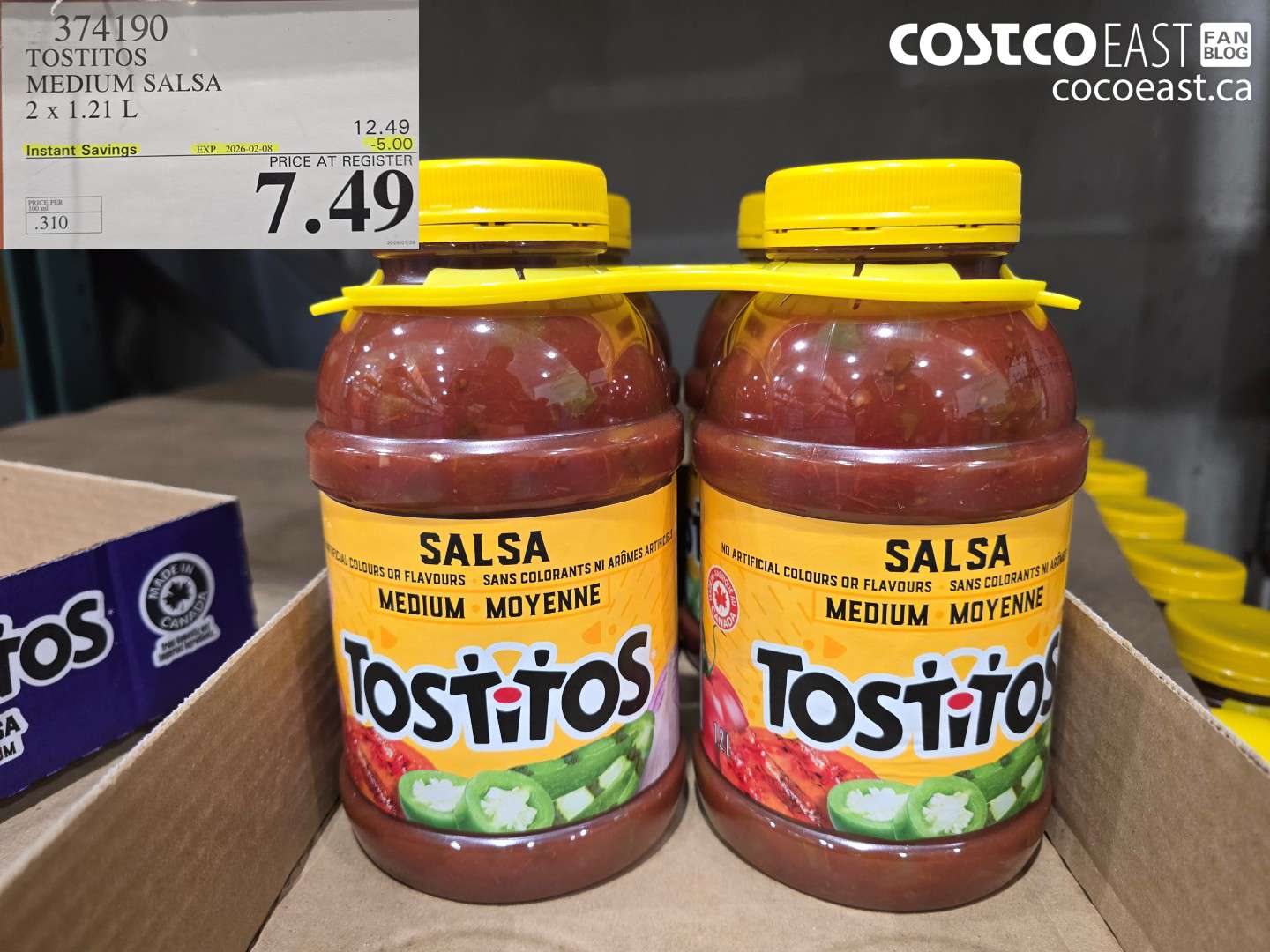 374190 TOSTITOS MEDIUM SALSA 2 X 1.21 L ($5.00 INSTANT SAVINGS EXPIRES ON 2026-02-08) $7.49