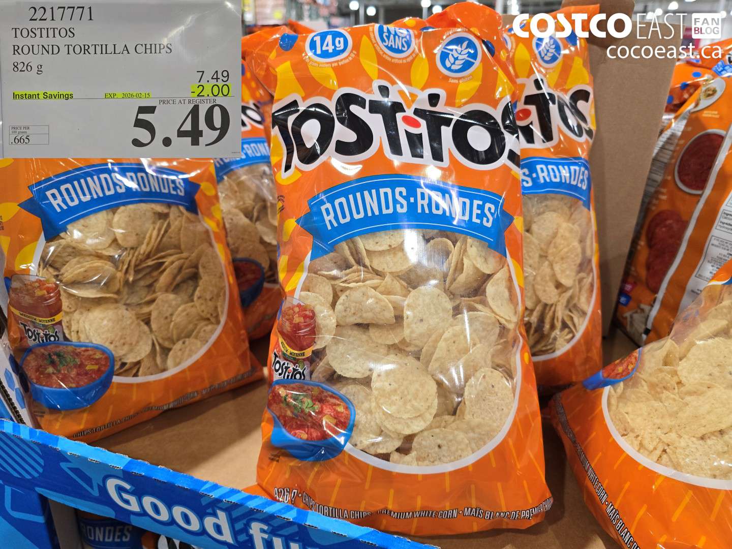 2217771 TOSTITOS ROUND TORTILLA CHIPS 826 g ($2.00 INSTANT SAVINGS EXPIRES ON 2026-02-15) $5.49