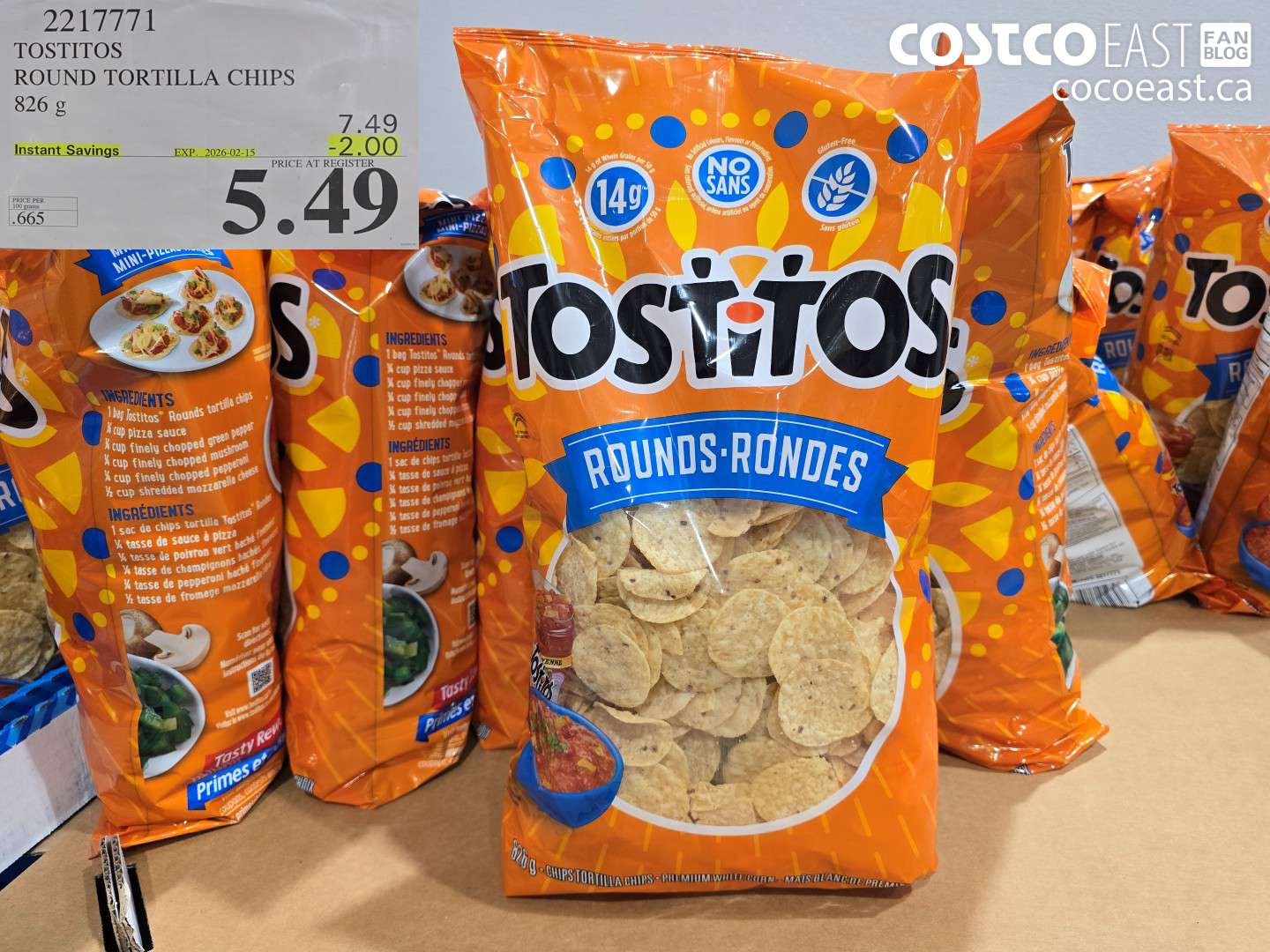 2217771 TOSTITOS ROUND TORTILLA CHIPS 826 g ($2.00 INSTANT SAVINGS EXPIRES ON 2026-02-15) $5.49