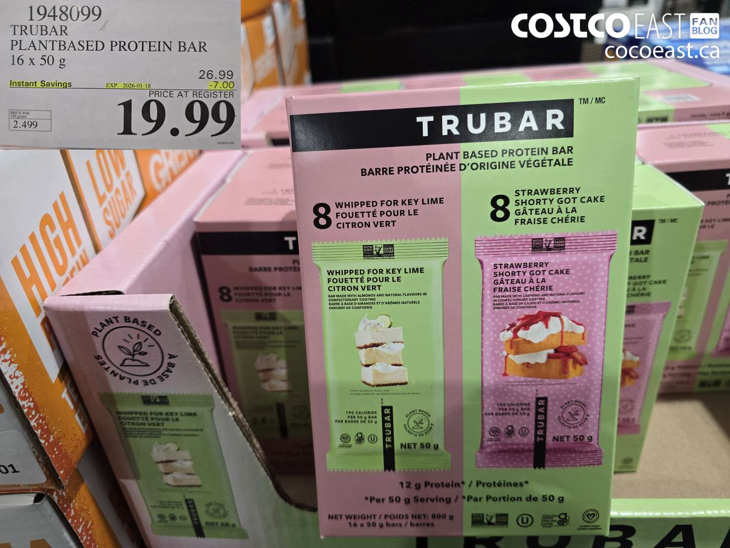 1948099 TRUBAR PLANT BASED PROTEIN BAR 16 X 50g ($7.00 INSTANT SAVINGS EXPIRES ON 2026-01-18) $19.99