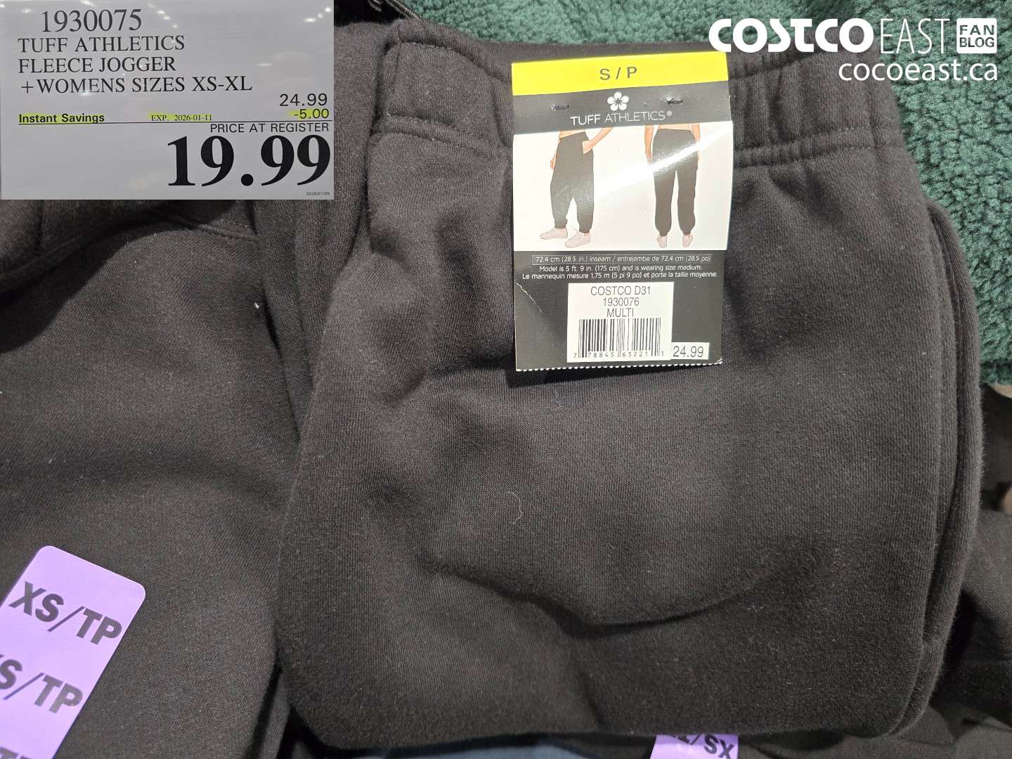 1930075 TUFF ATHLETICS FLEECE JOGGER +WOMENS SIZES XS-XL ($5.00 INSTANT SAVINGS EXPIRES ON 2026-01-11) $19.99