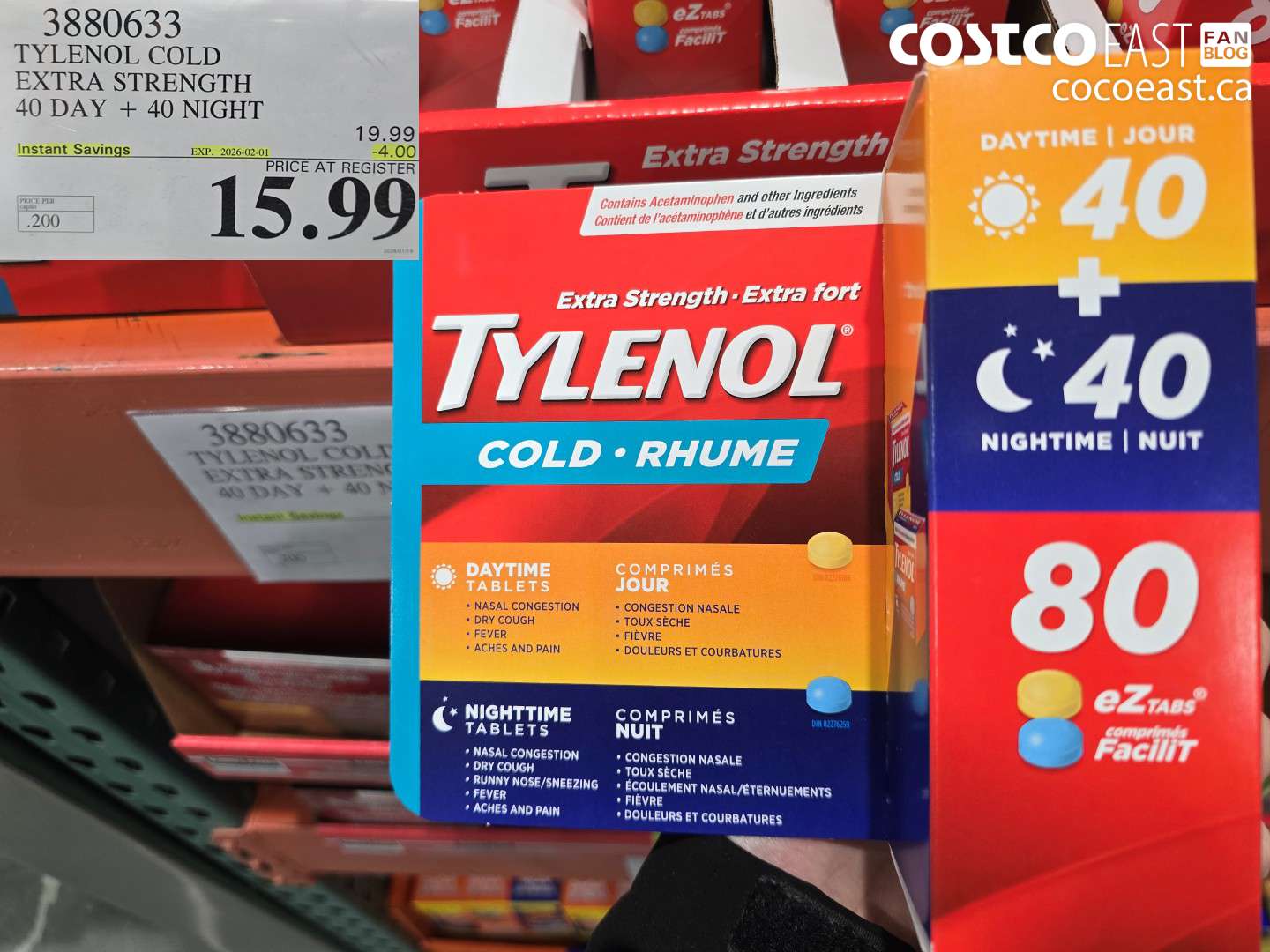 3880633 TYLENOL COLD EXTRA STRENGTH 40 day + 40 night ($4.00 INSTANT SAVINGS EXPIRES ON 2026-02-01) $15.99
